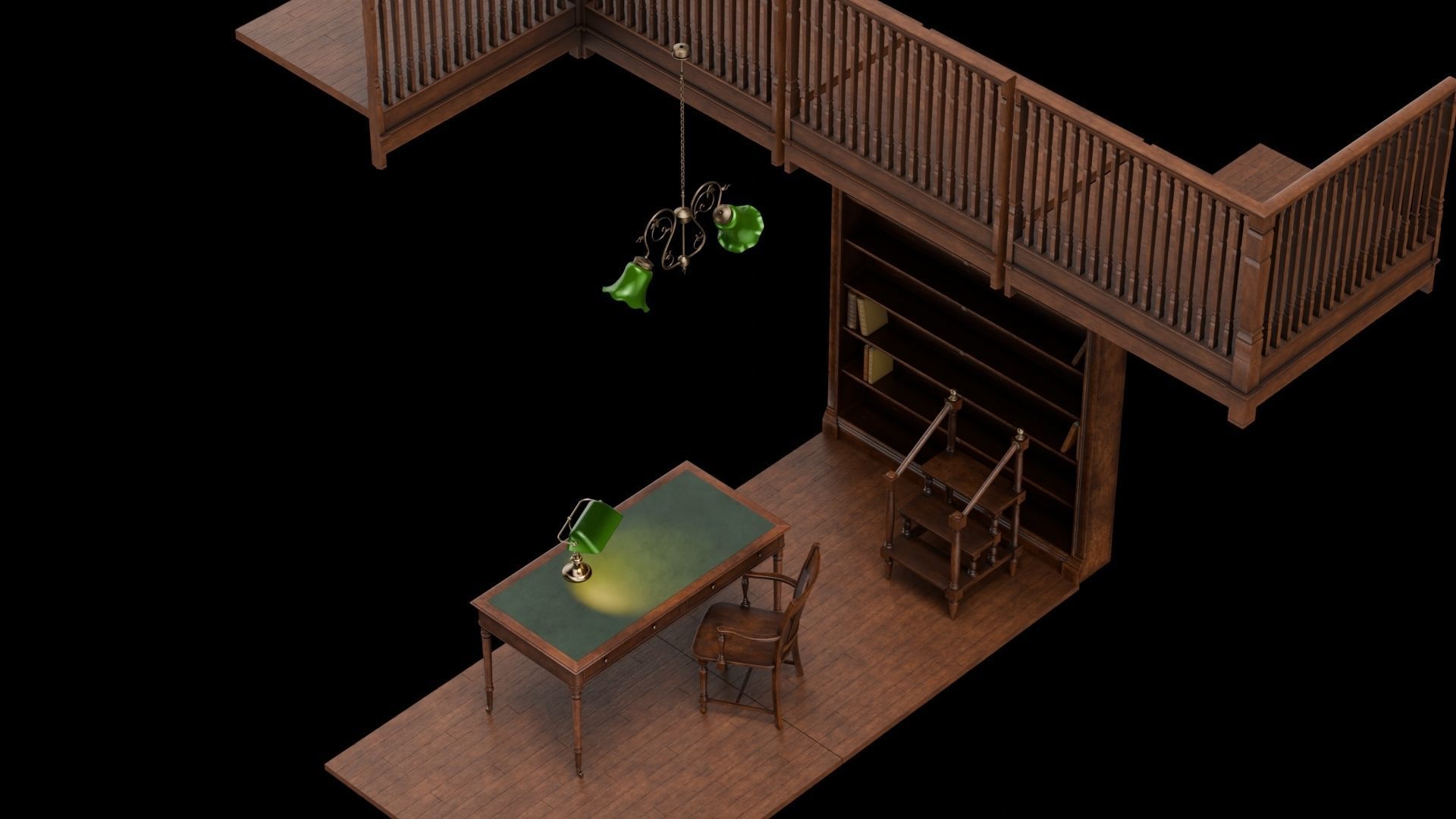 Old Library set 3D model_5