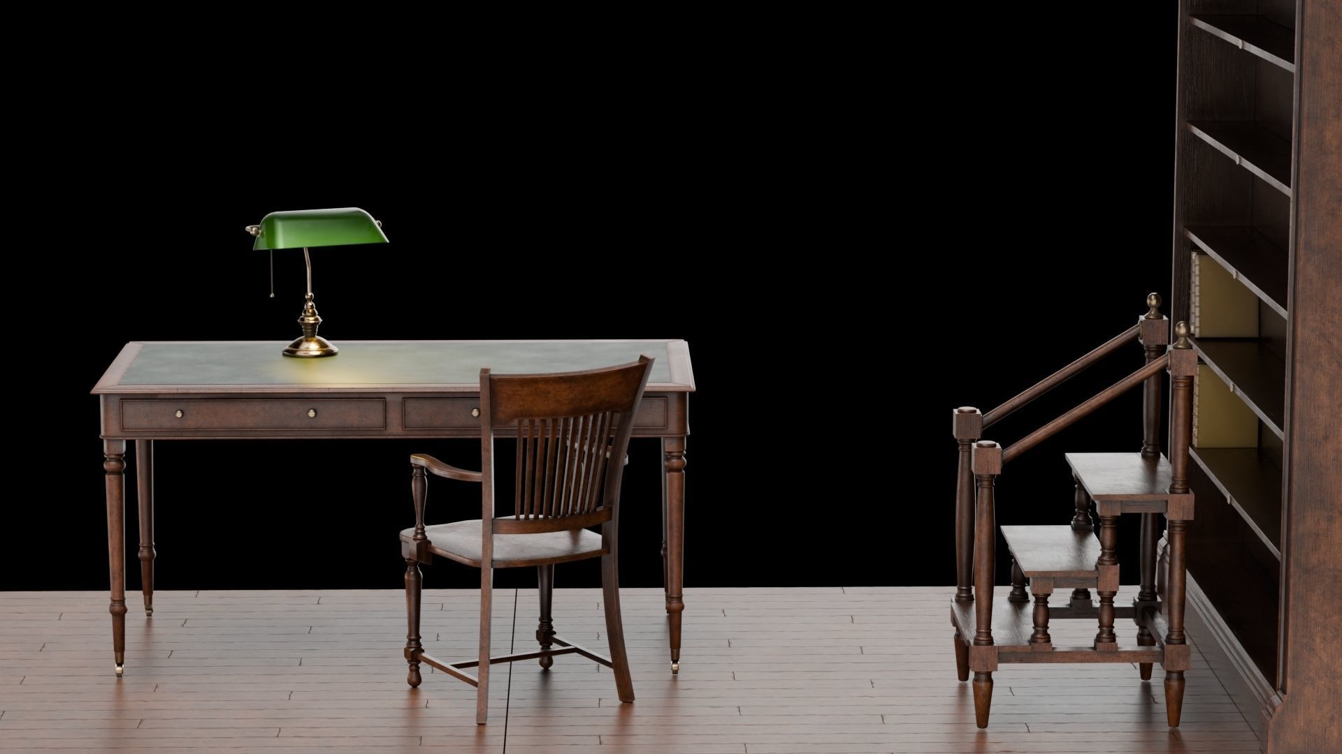 Old Library set 3D model_1
