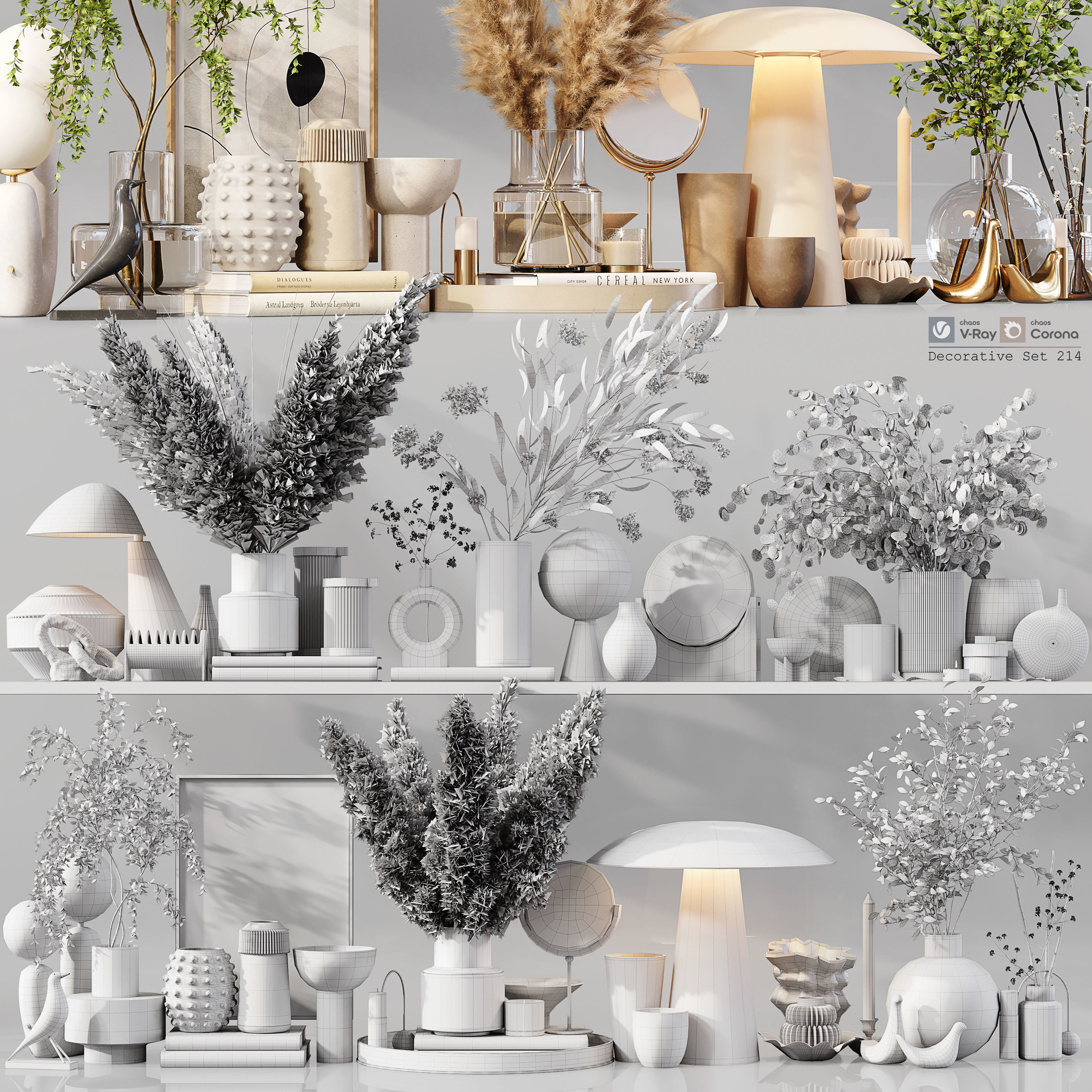 Decorative Set 214 Low-poly 3D model_6