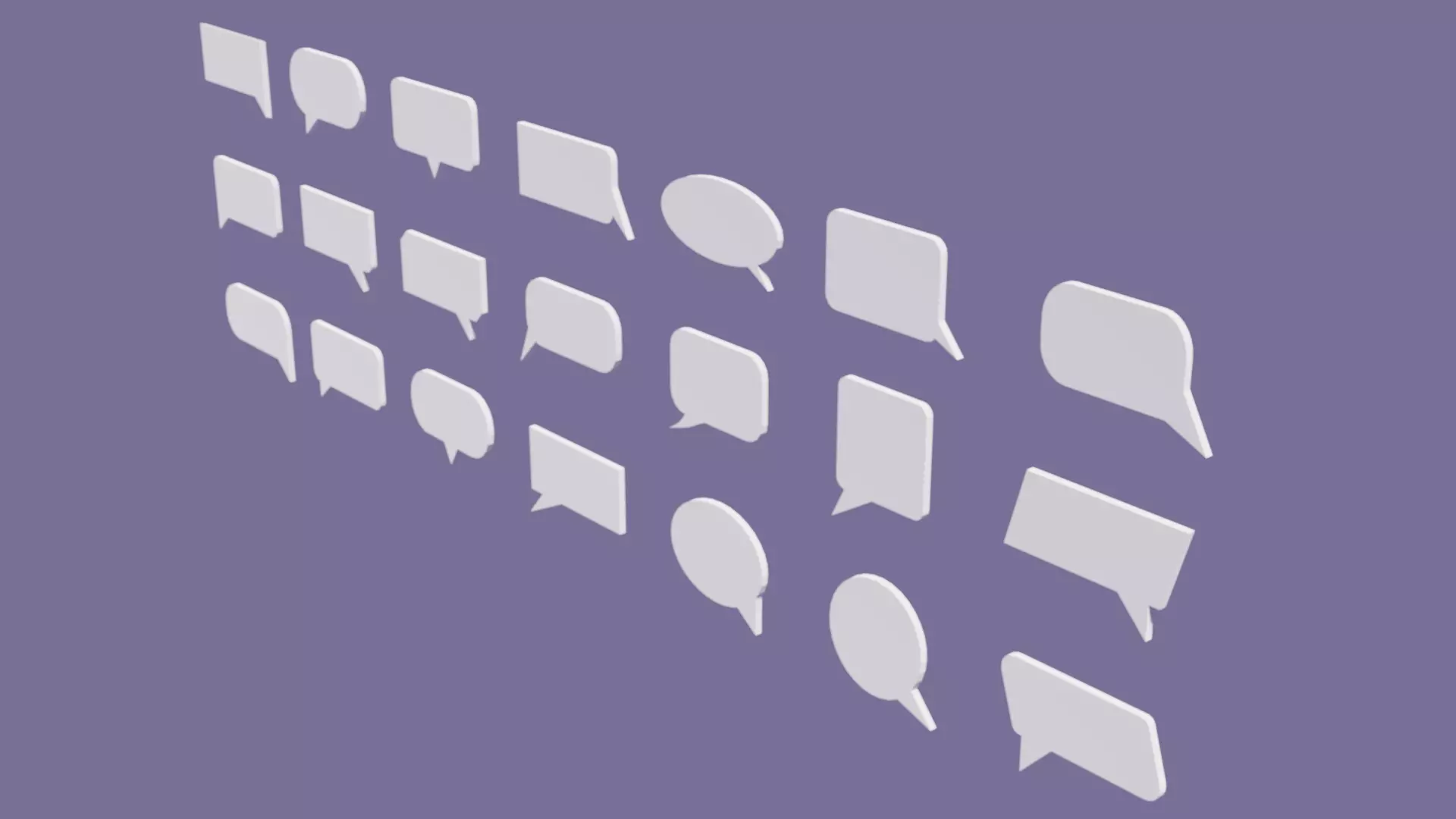 Cartoon Speech Bubble Pack Low-poly 3D model_0