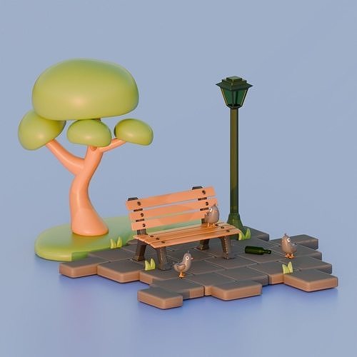 Stylized Park Render 3D model