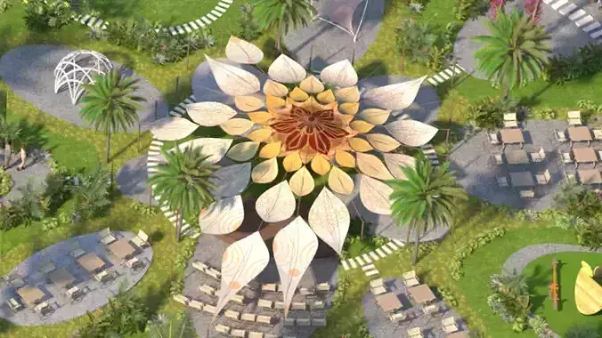 Pavillon shade sun-flower Low-poly 3D model 