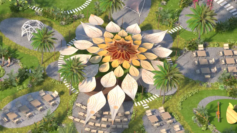Pavillon shade sun-flower Low-poly 3D model Low-poly 3D model