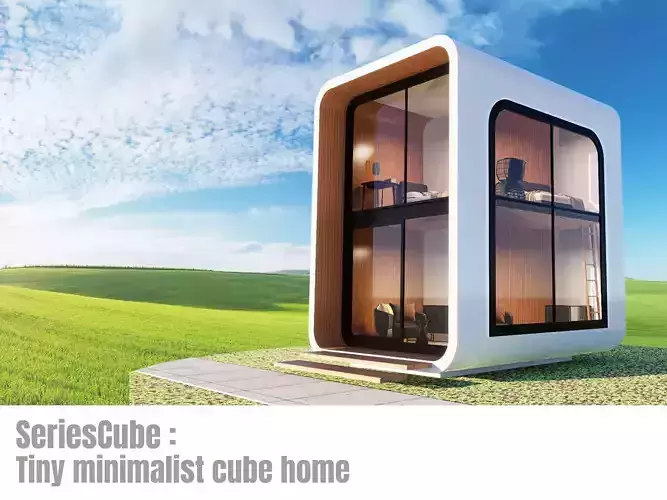 SeriesCube-Modern tiny home with a round cube-like design 3D model