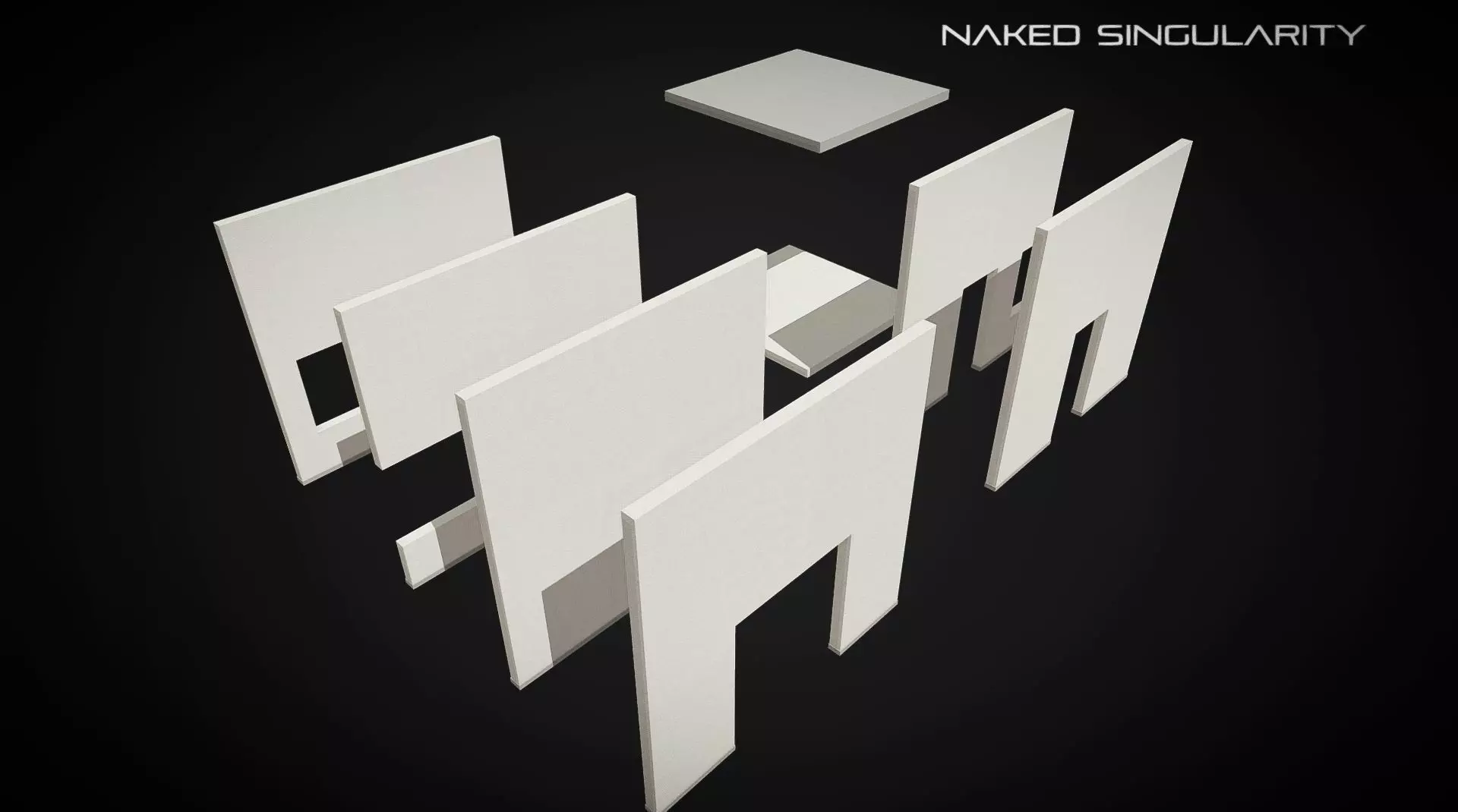 Laboratory Wall - Ceiling - Floor modules laid out Free low-poly 3D model_0