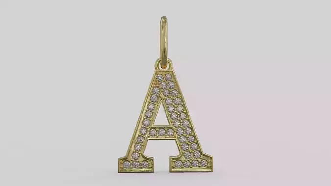 Letter pendant  A  with diamond 