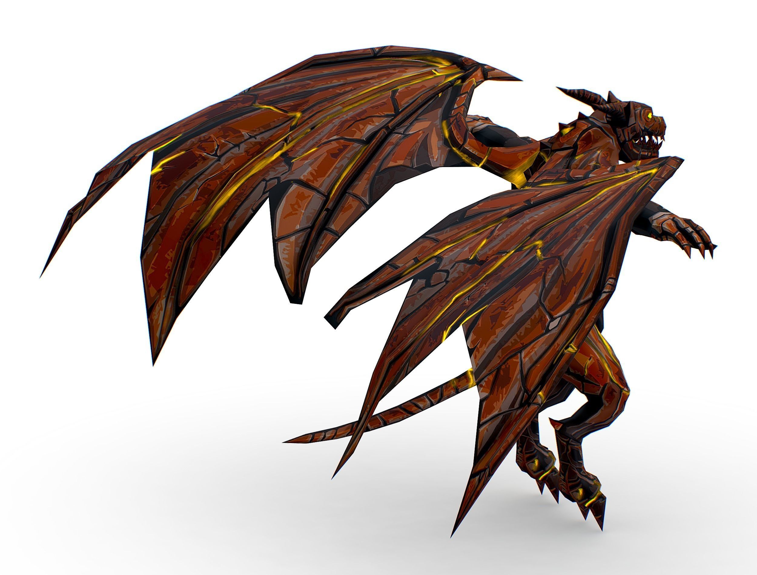 Low Poly Stone Red Fire Gargoyle Monster Low-poly 3D model_6