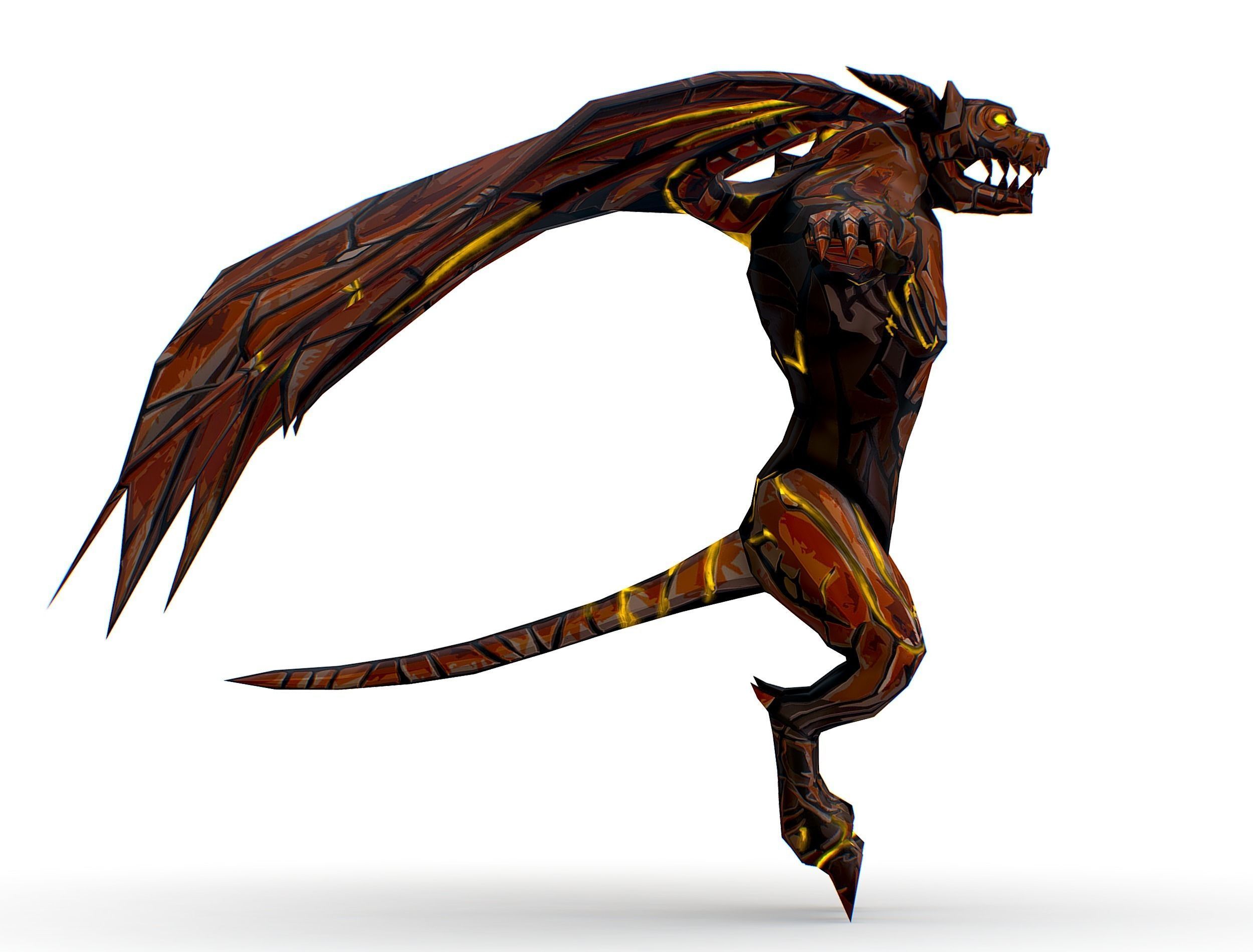 Low Poly Stone Red Fire Gargoyle Monster Low-poly 3D model_22