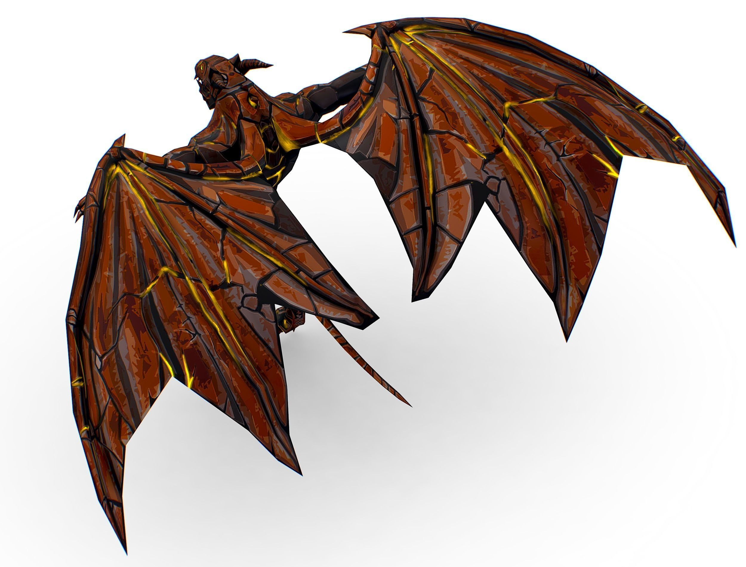Low Poly Stone Red Fire Gargoyle Monster Low-poly 3D model_28