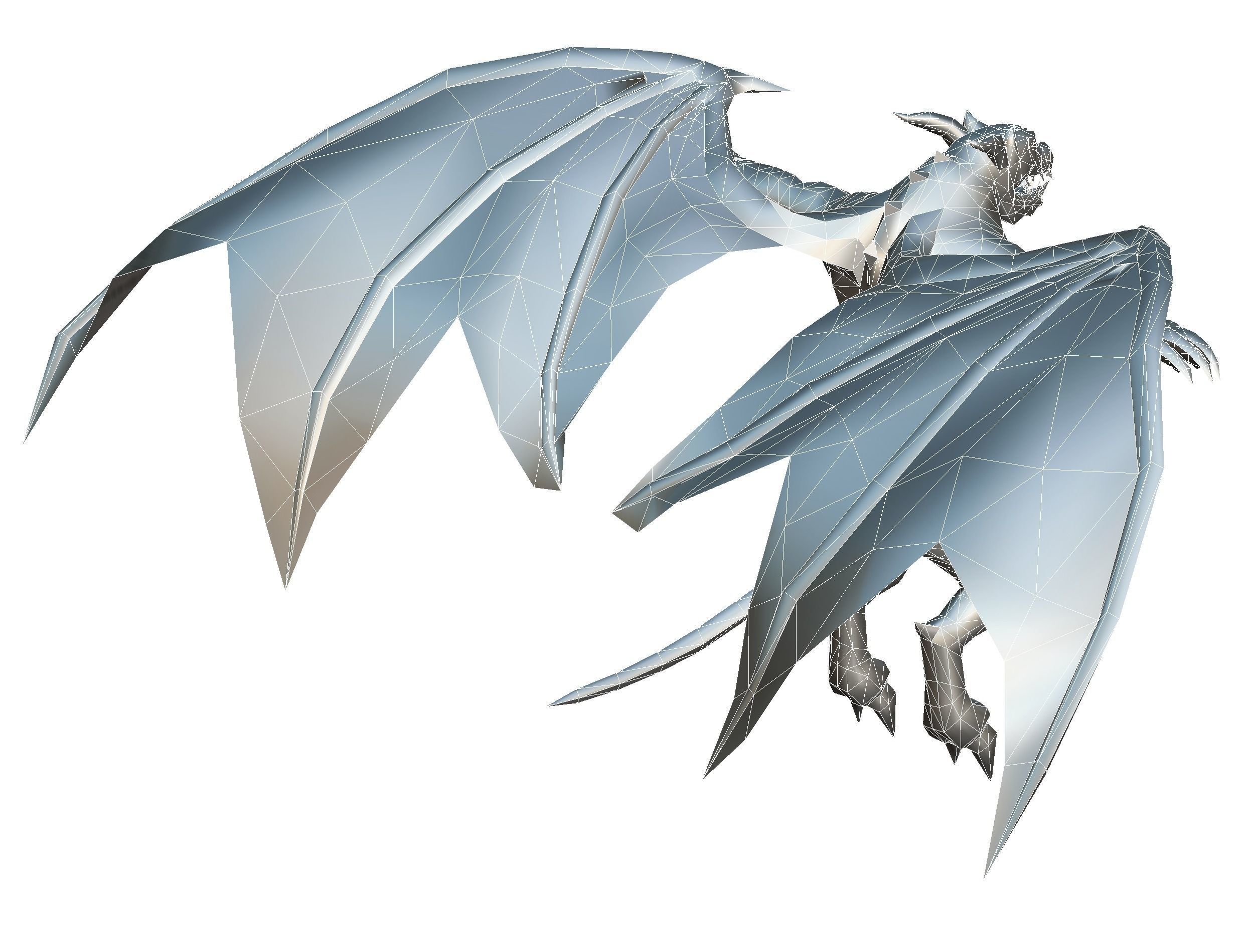 Low Poly Stone Red Fire Gargoyle Monster Low-poly 3D model_32