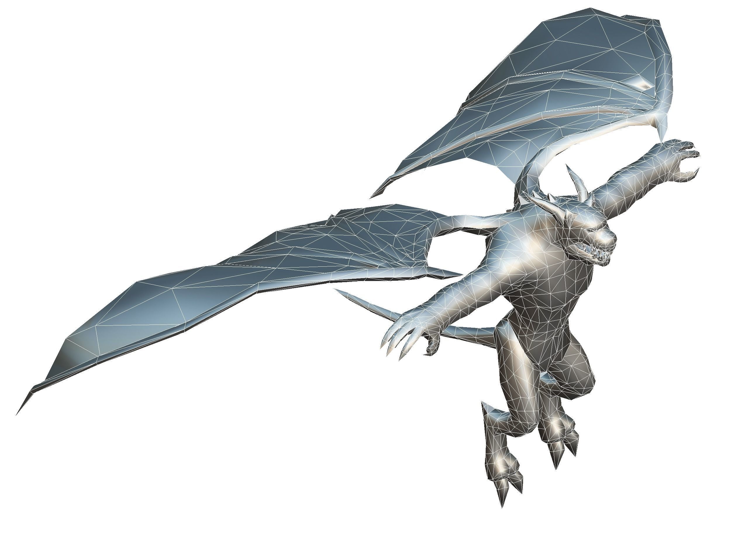 Low Poly Stone Red Fire Gargoyle Monster Low-poly 3D model_30