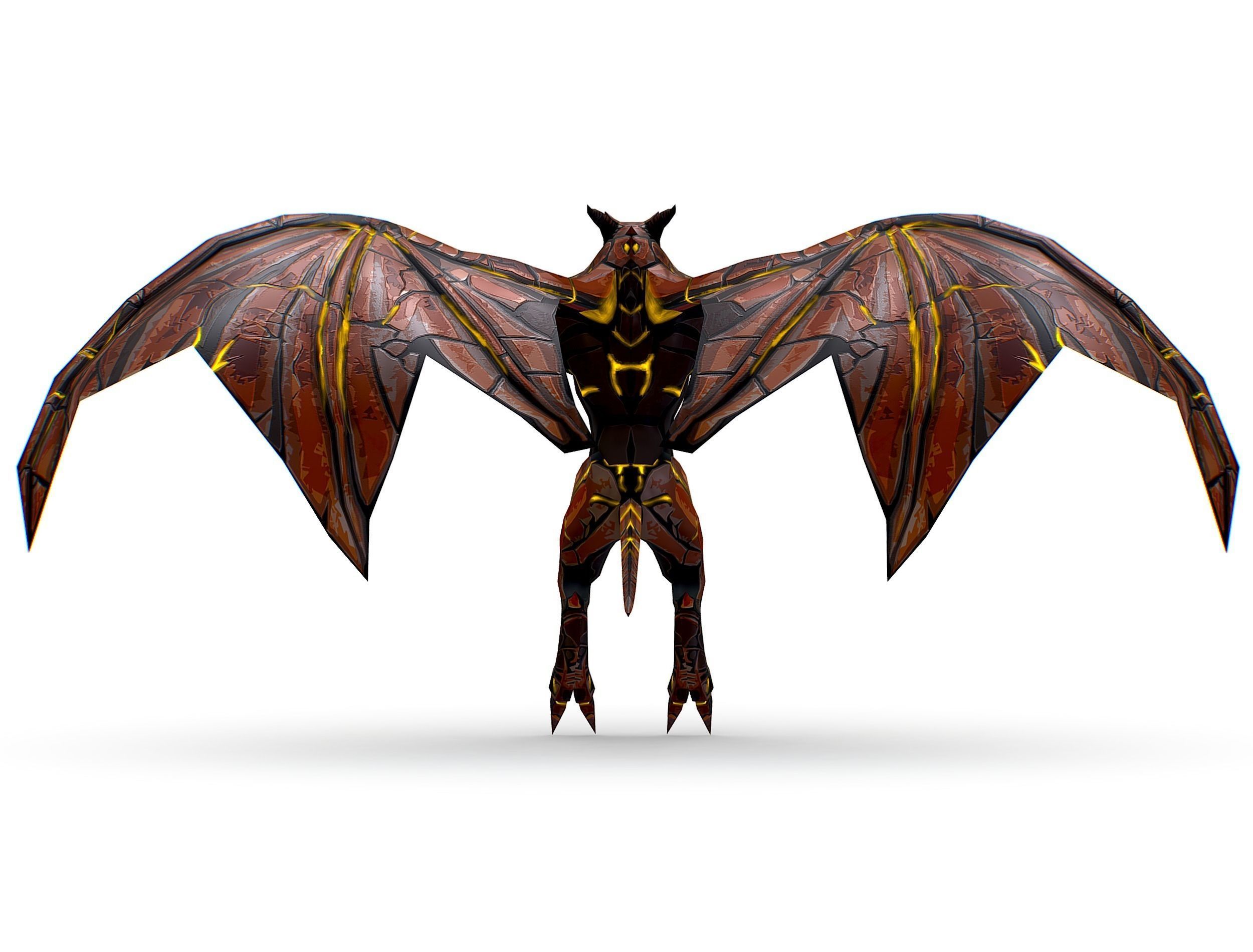 Low Poly Stone Red Fire Gargoyle Monster Low-poly 3D model_23