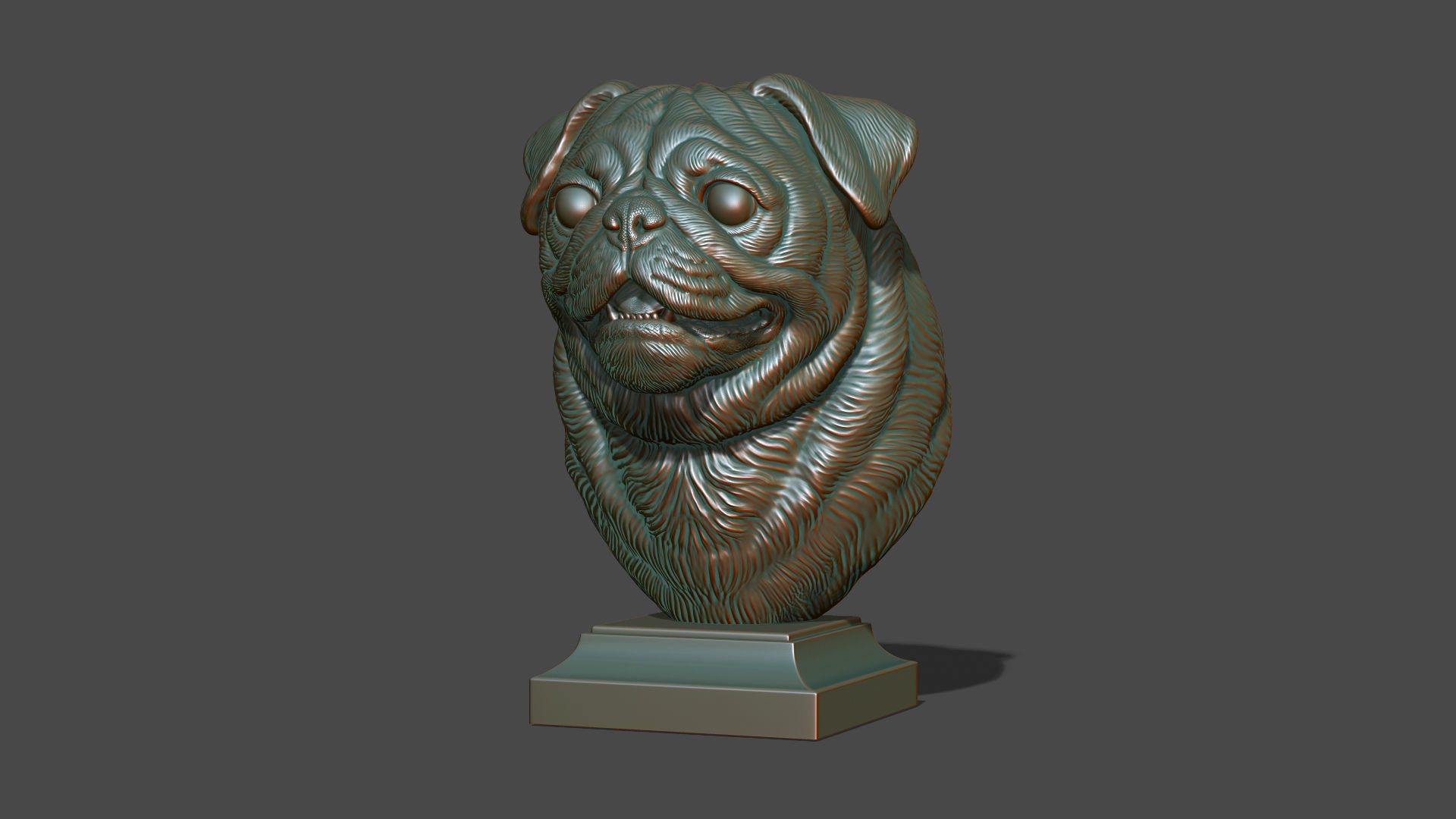 Pug bust version 2 3D print model_16