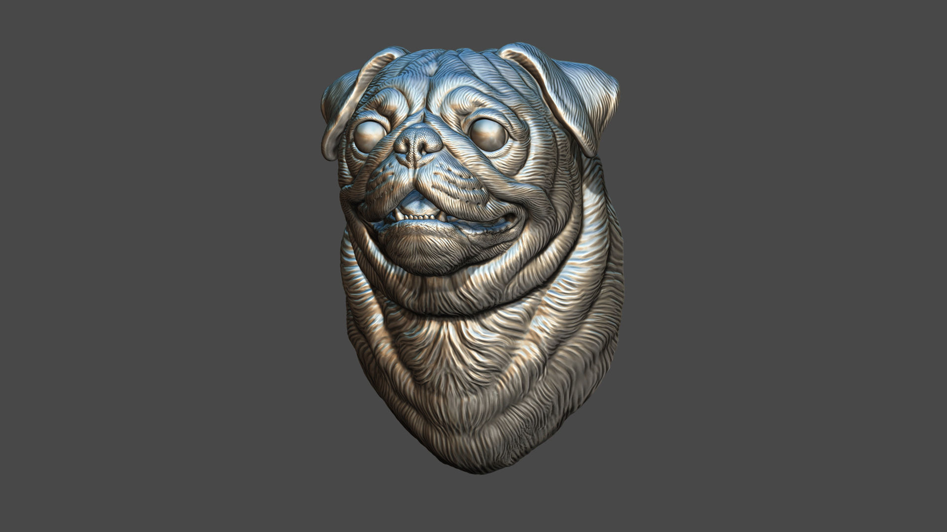 Pug bust version 2 3D print model_4