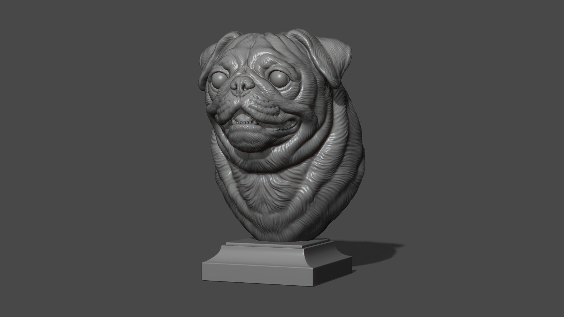 Pug bust version 2 3D print model_15