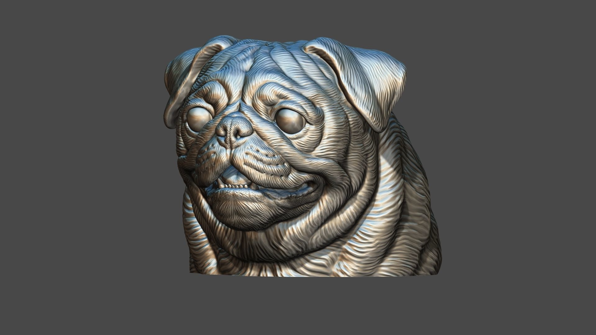 Pug bust version 2 3D print model_12