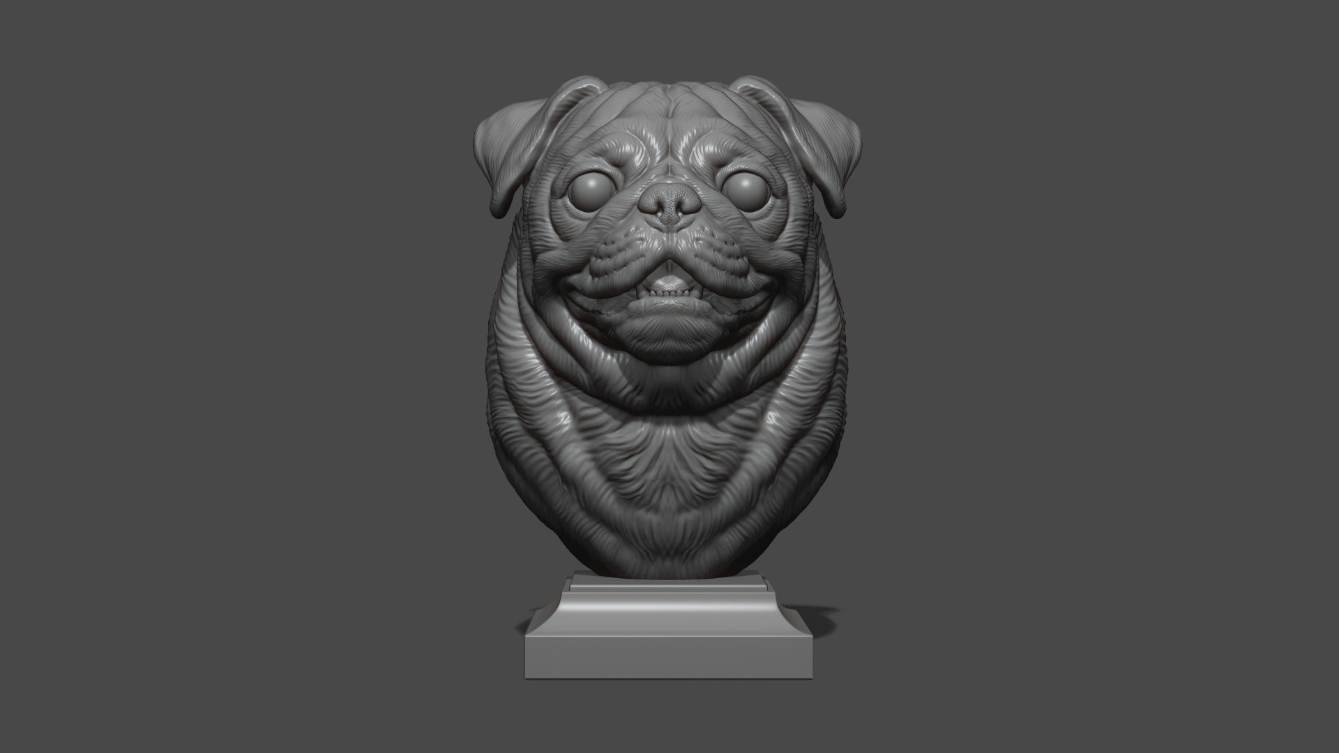 Pug bust version 2 3D print model_13