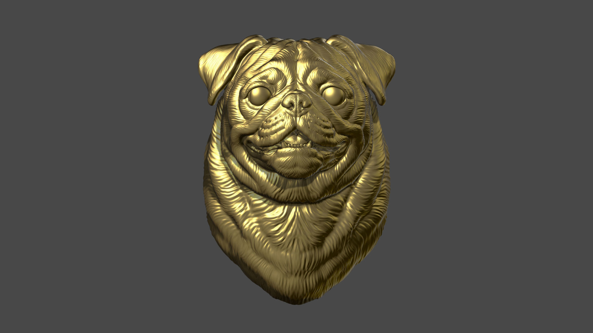 Pug bust version 2 3D print model_3