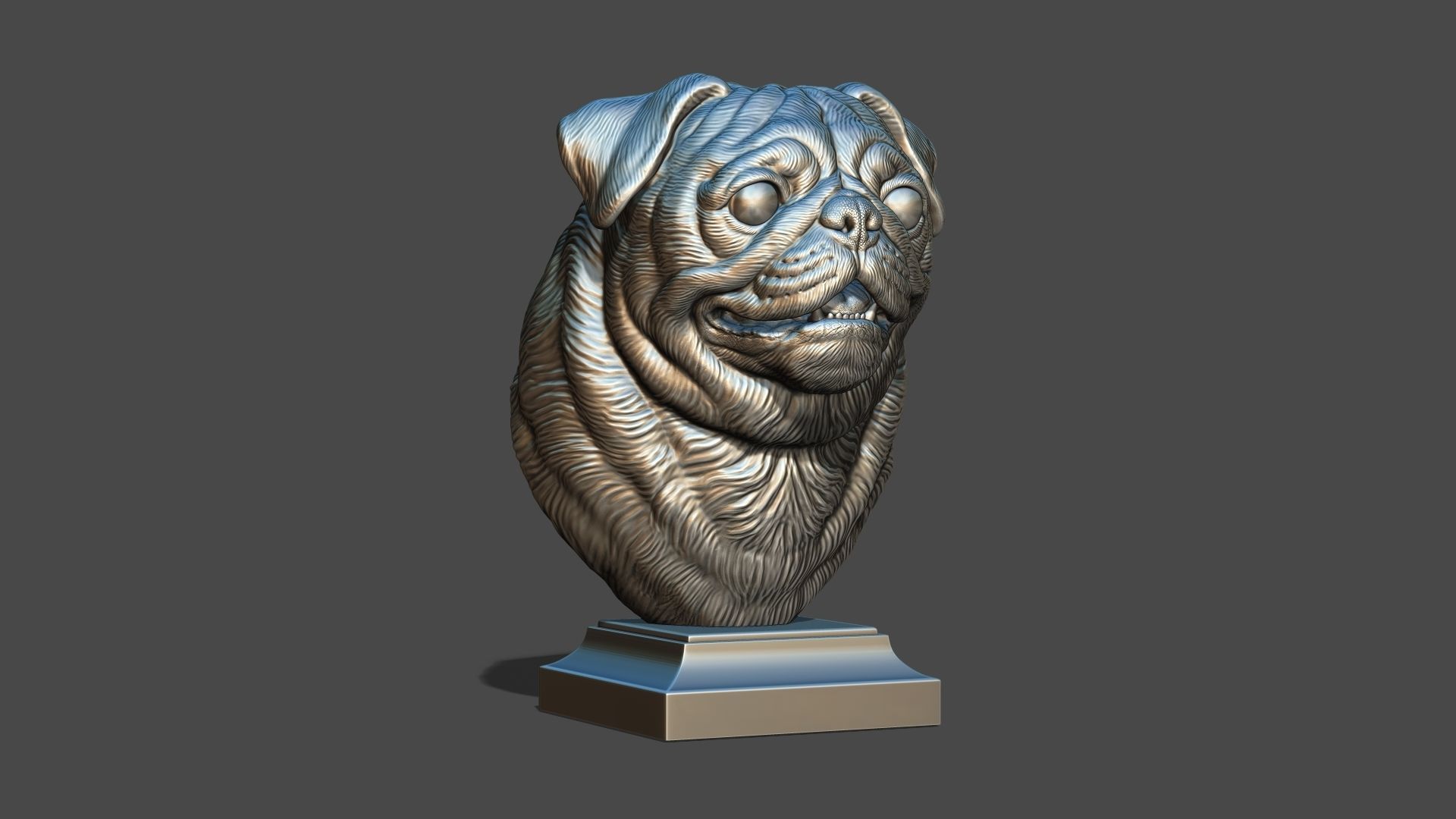 Pug bust version 2 3D print model_18