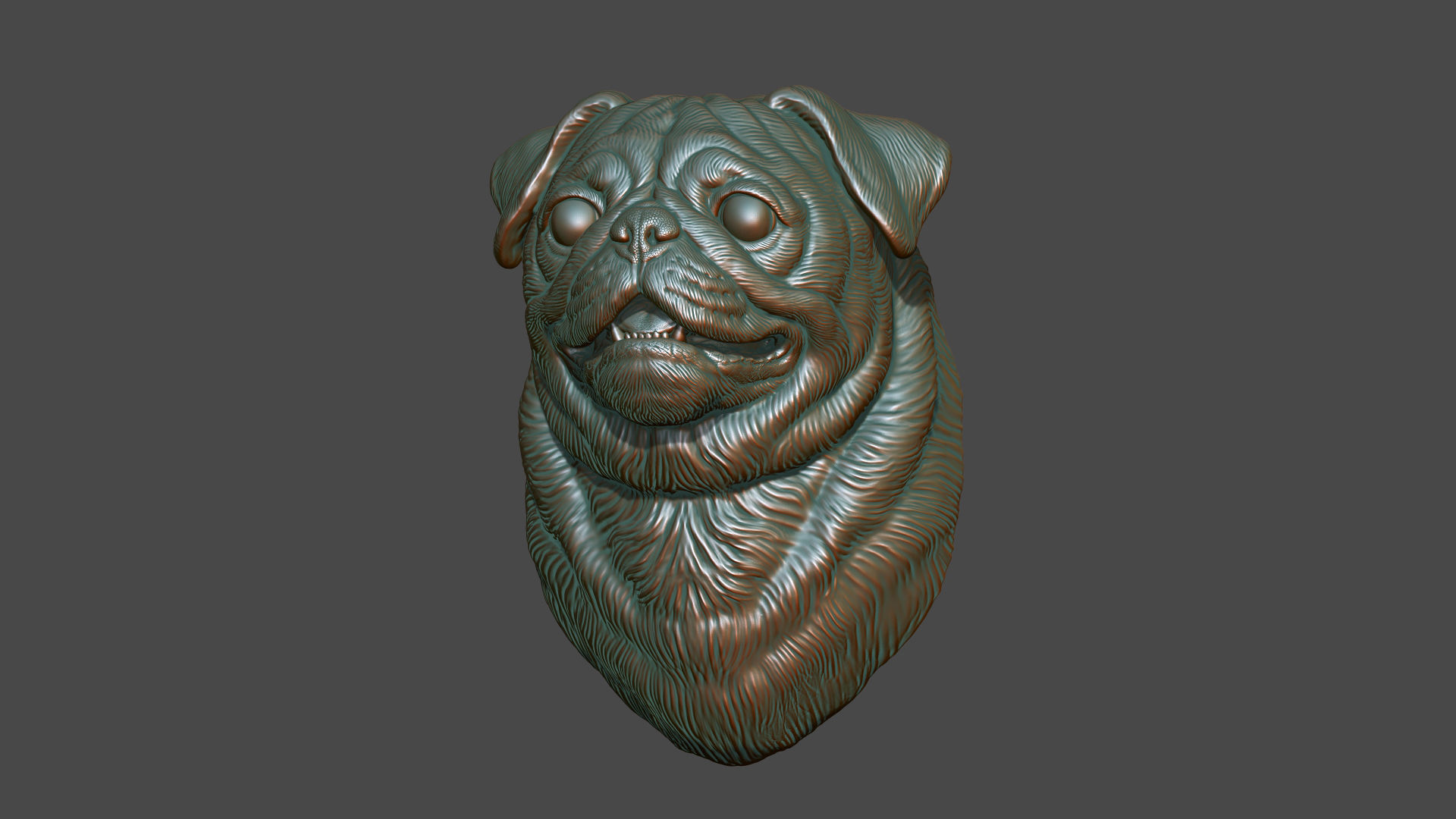 Pug bust version 2 3D print model_2