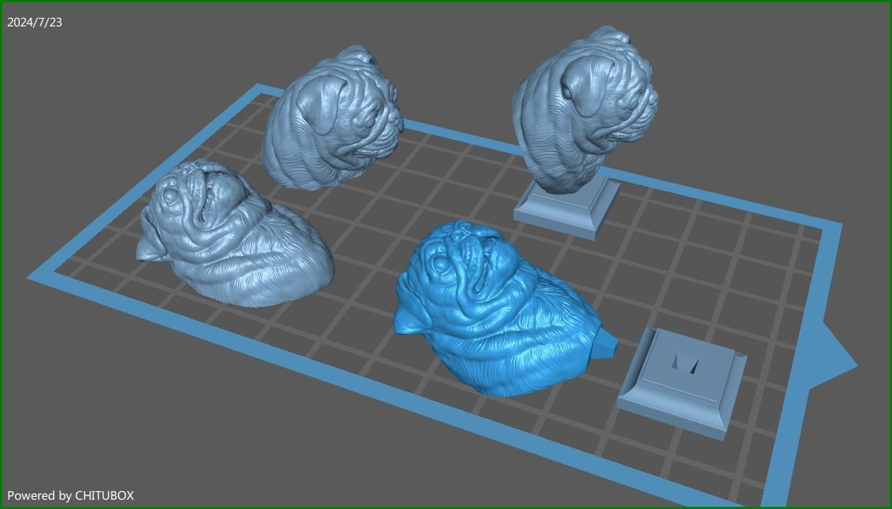 Pug bust version 2 3D print model_1