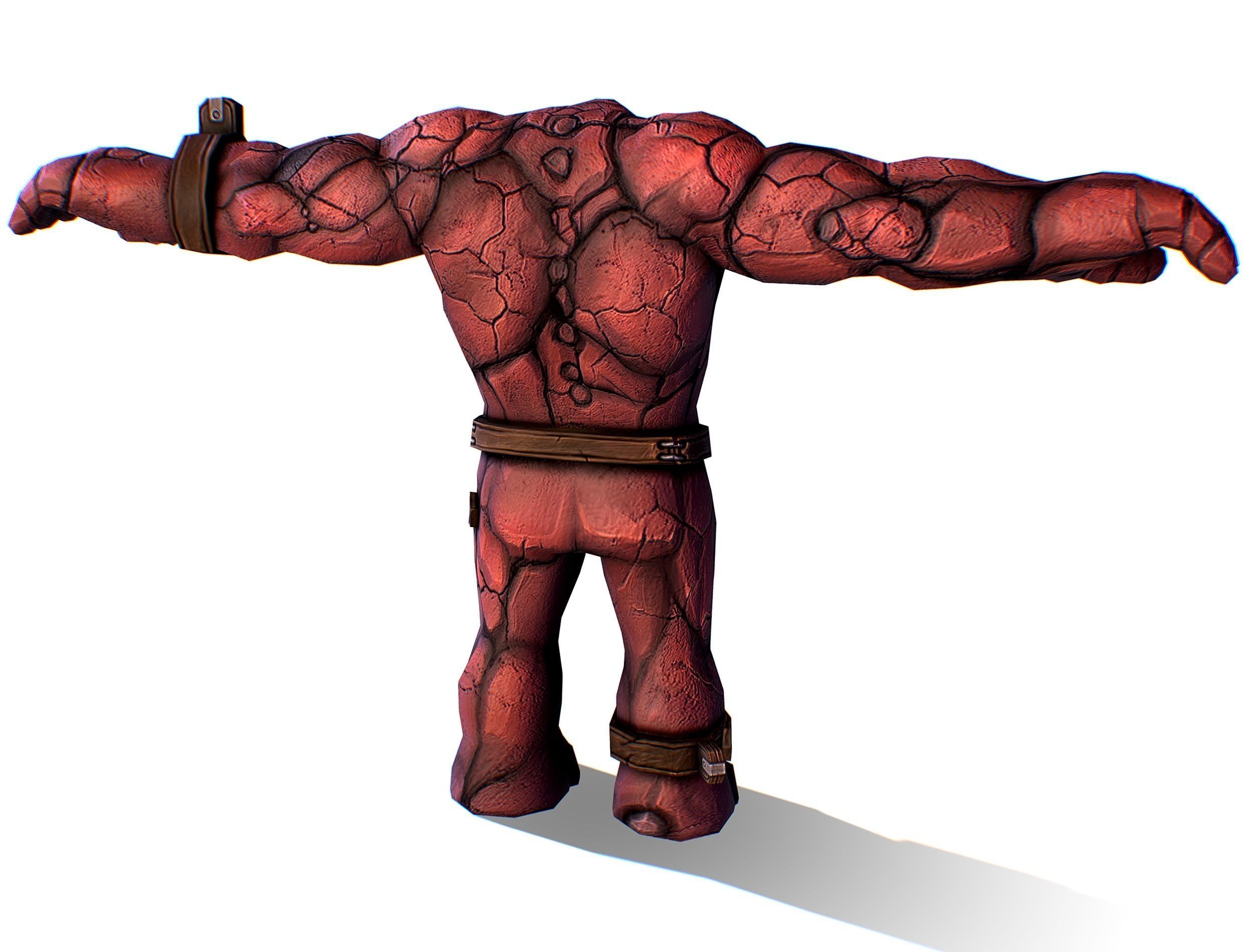 Big Red Stone Golem Monster Giant Mining Heroes Rock Low-poly 3D model_10