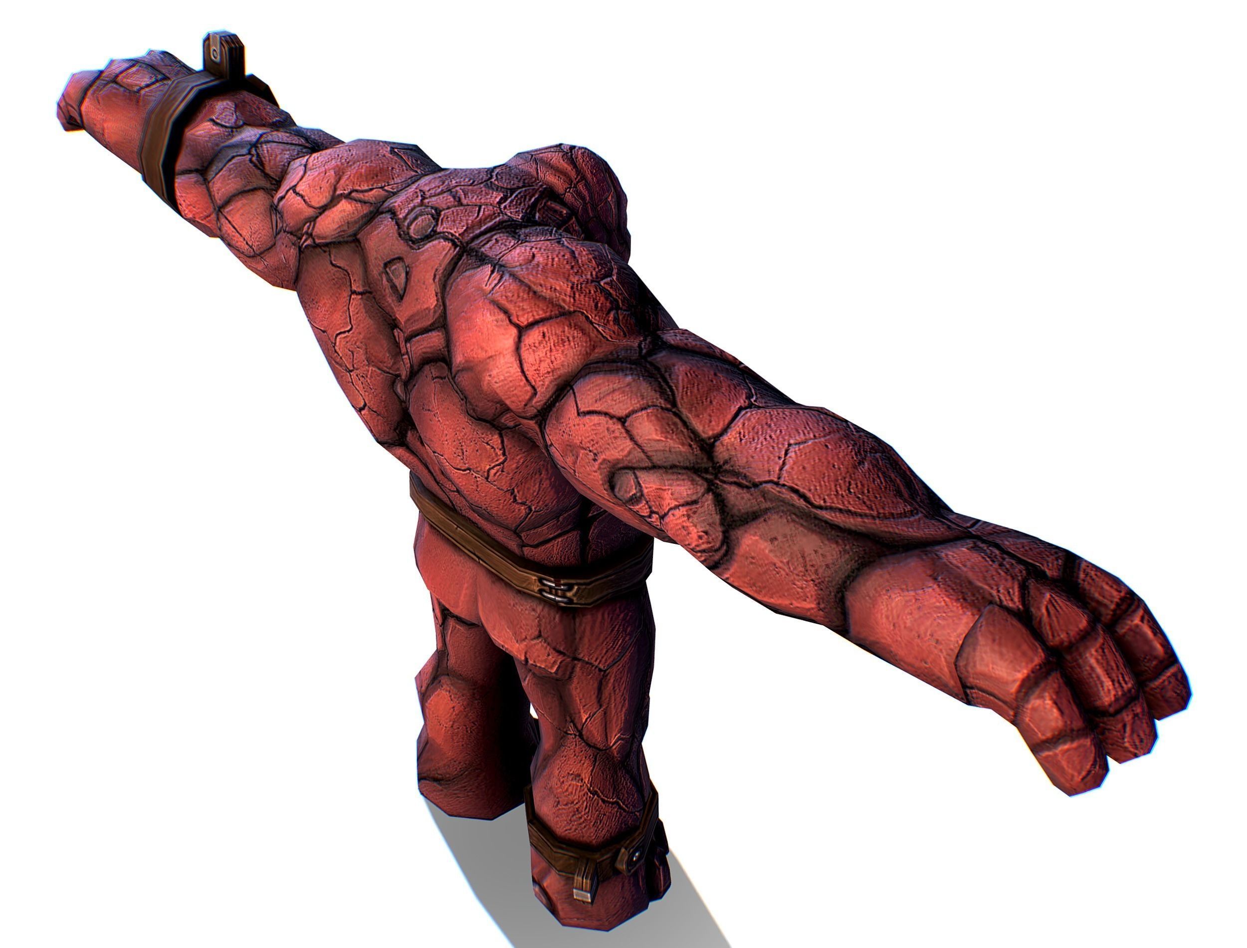 Big Red Stone Golem Monster Giant Mining Heroes Rock Low-poly 3D model_29