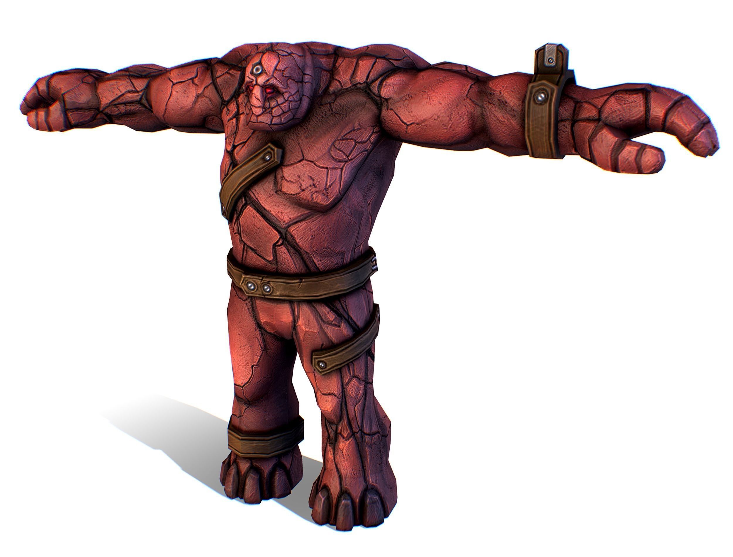 Big Red Stone Golem Monster Giant Mining Heroes Rock Low-poly 3D model_20