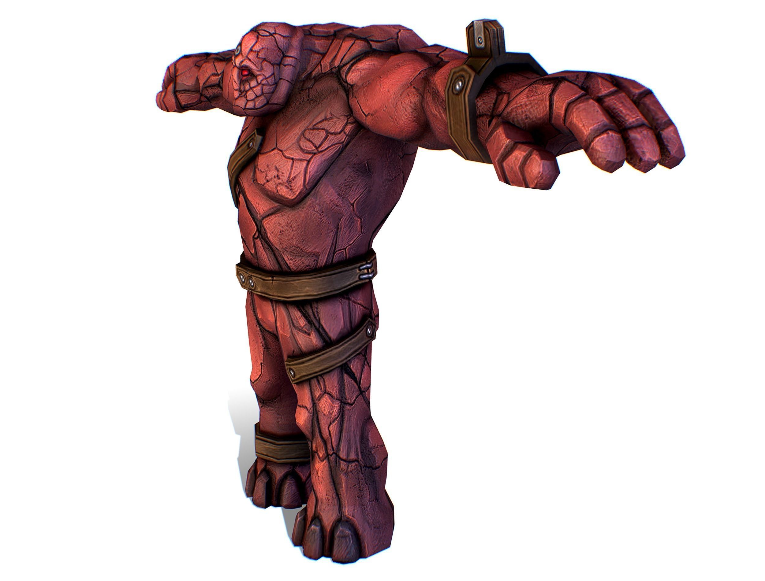Big Red Stone Golem Monster Giant Mining Heroes Rock Low-poly 3D model_18