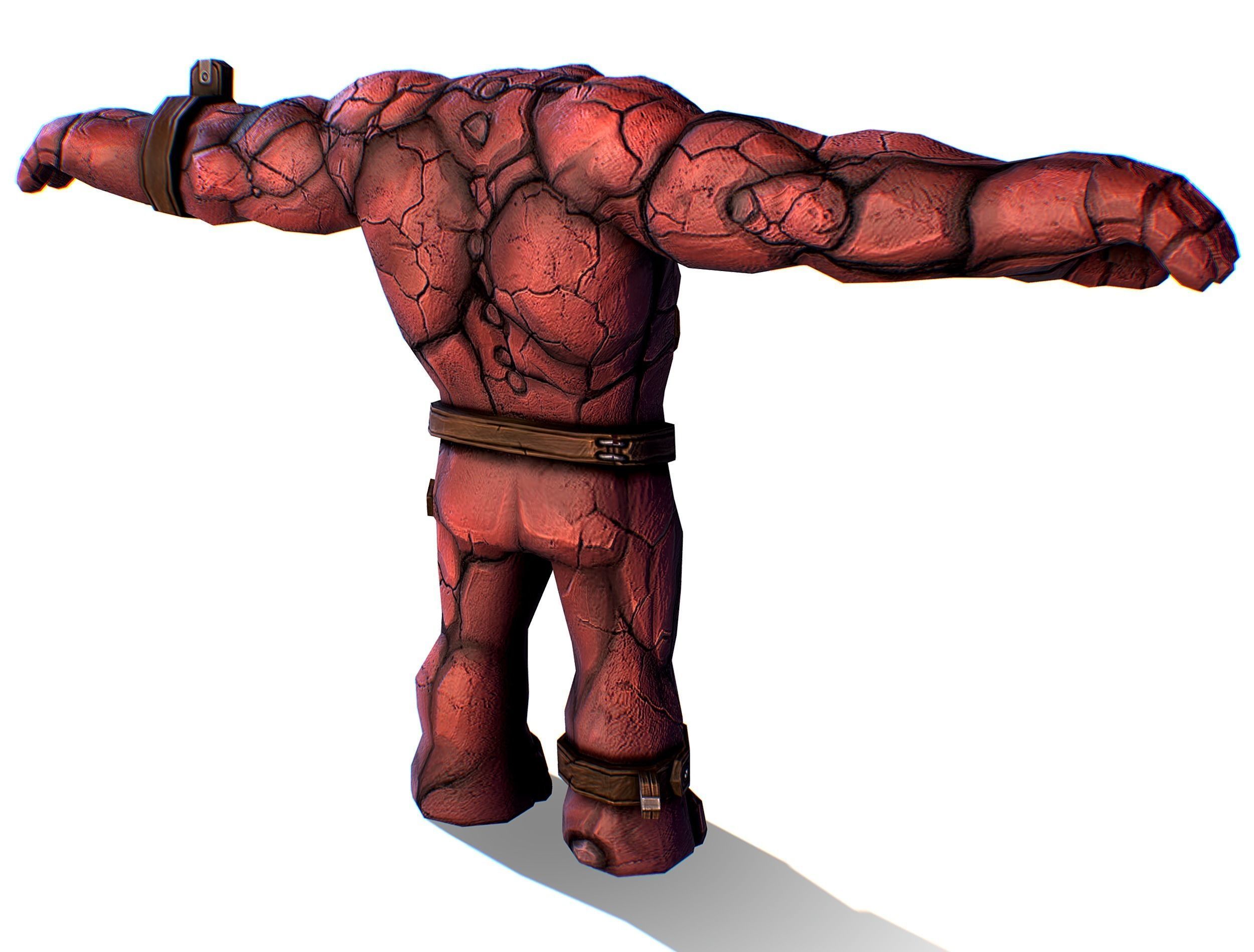 Big Red Stone Golem Monster Giant Mining Heroes Rock Low-poly 3D model_9