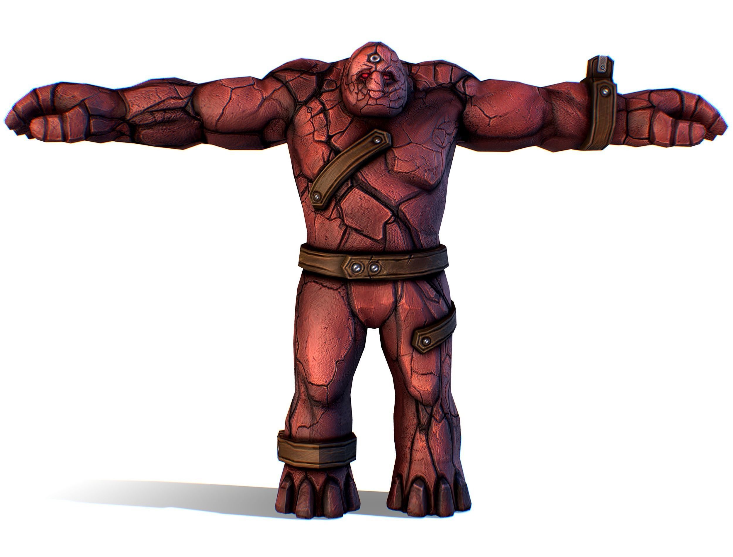 Big Red Stone Golem Monster Giant Mining Heroes Rock Low-poly 3D model_23