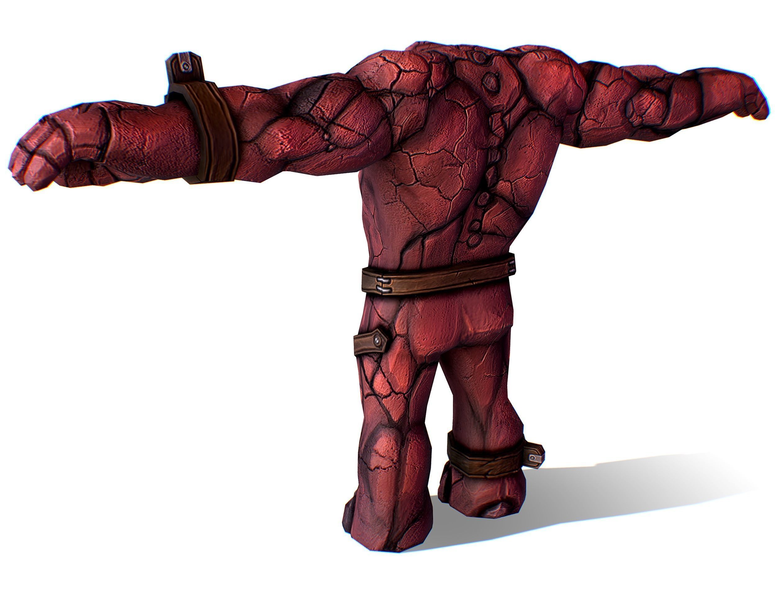 Big Red Stone Golem Monster Giant Mining Heroes Rock Low-poly 3D model_13