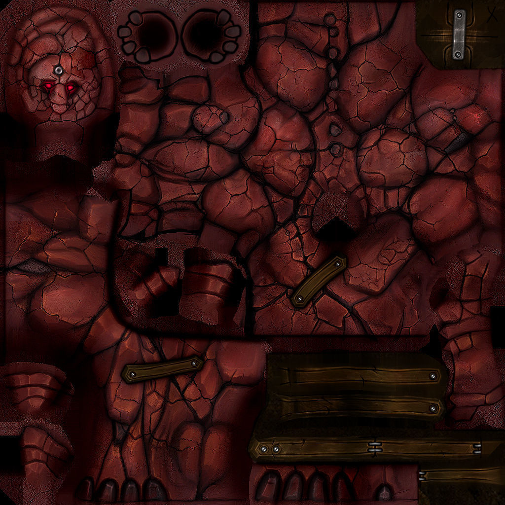 Big Red Stone Golem Monster Giant Mining Heroes Rock Low-poly 3D model_42