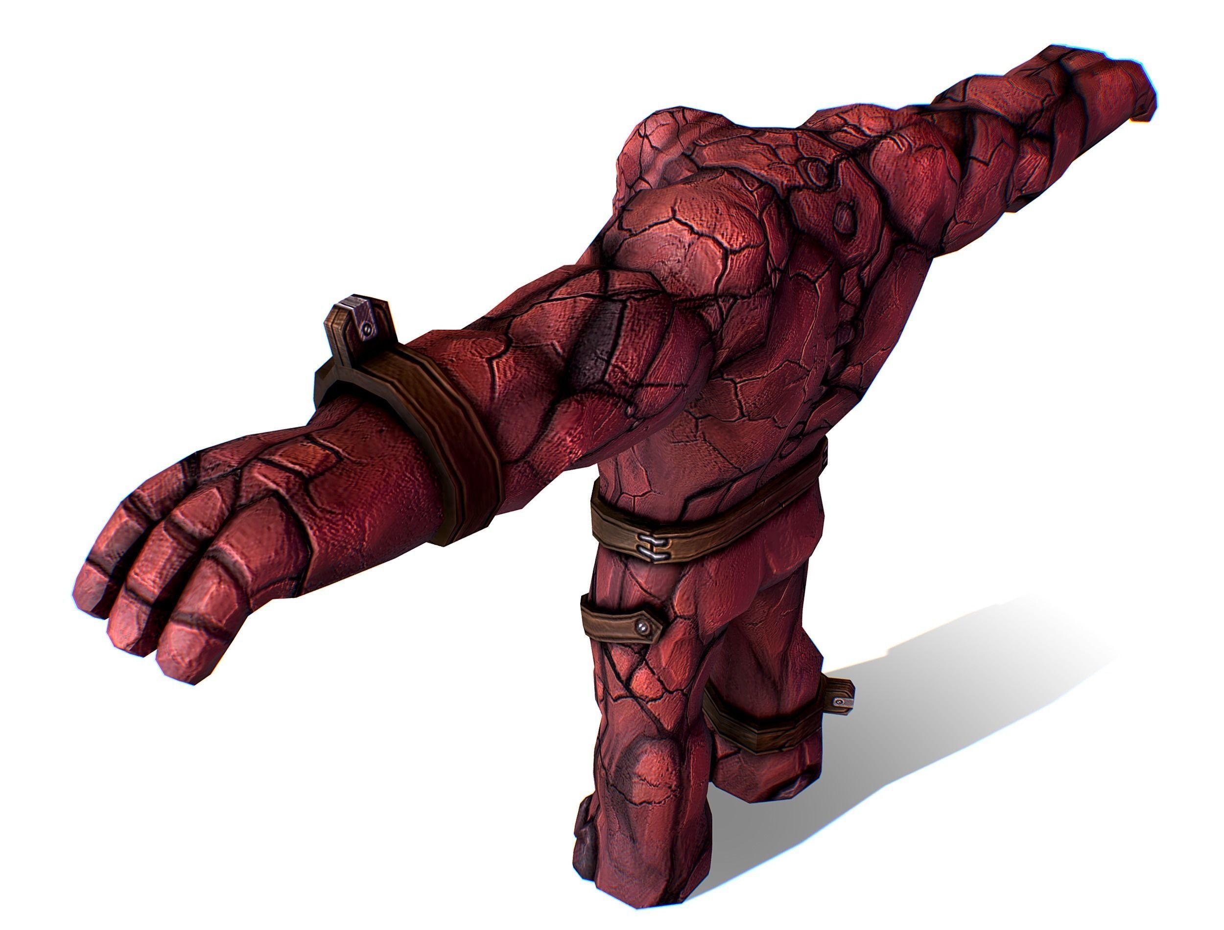 Big Red Stone Golem Monster Giant Mining Heroes Rock Low-poly 3D model_28
