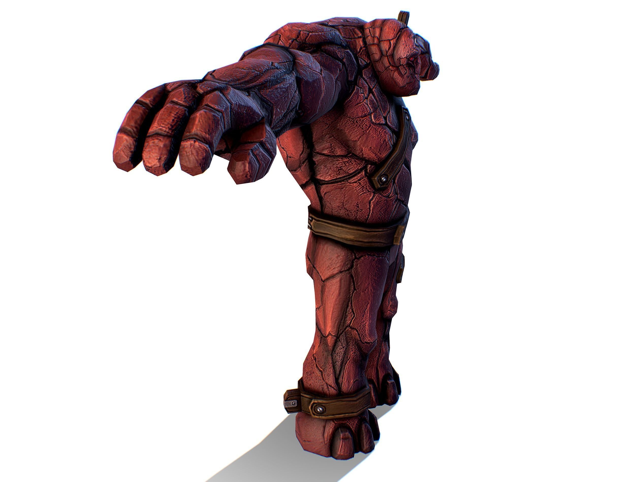 Big Red Stone Golem Monster Giant Mining Heroes Rock Low-poly 3D model_3