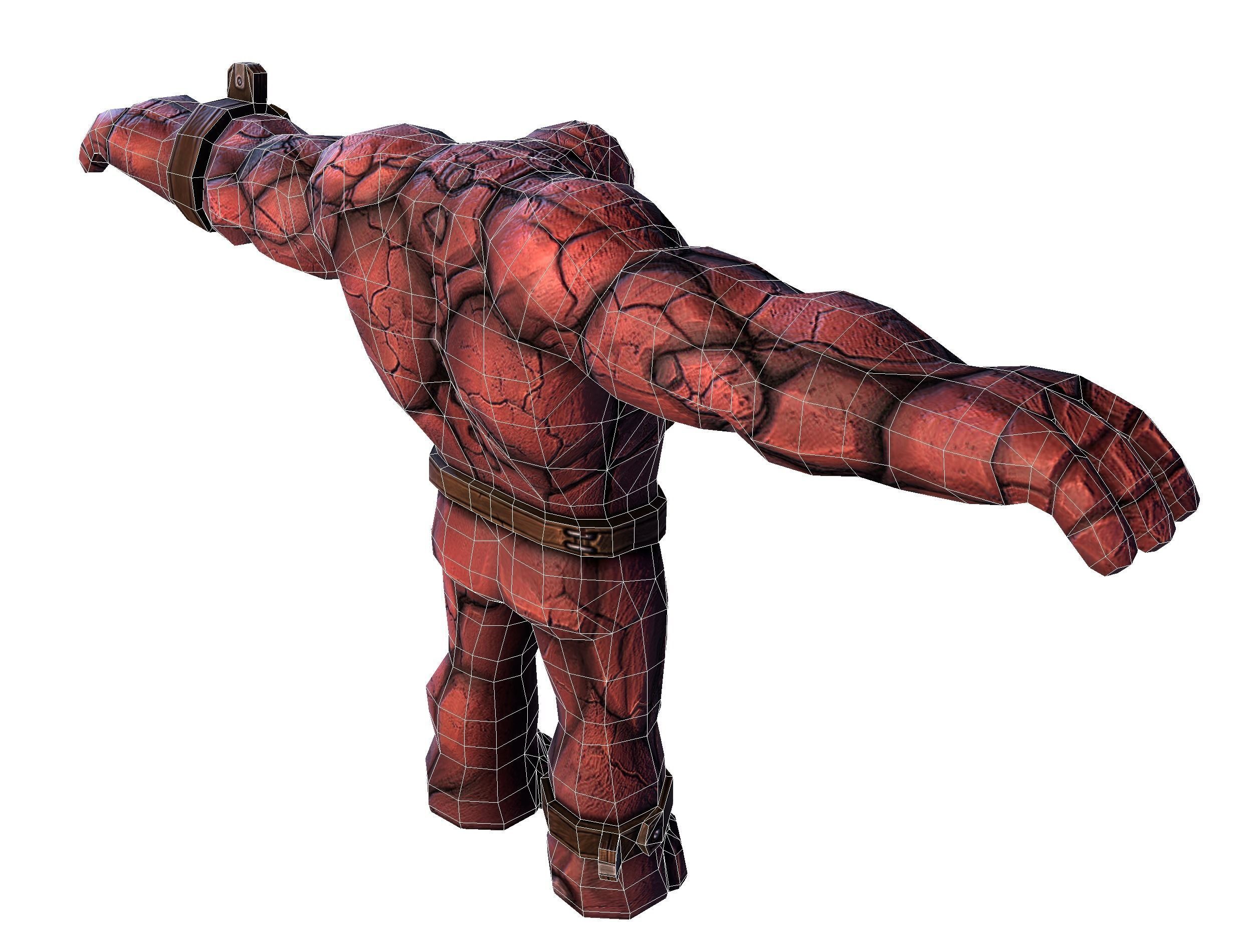 Big Red Stone Golem Monster Giant Mining Heroes Rock Low-poly 3D model_39