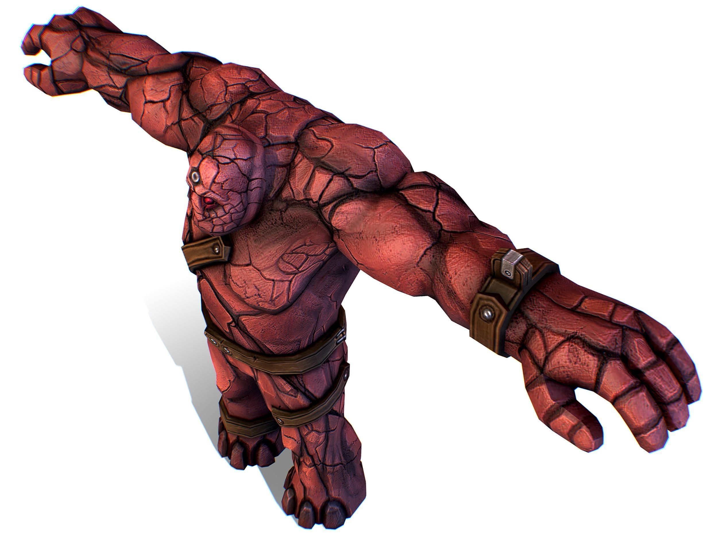 Big Red Stone Golem Monster Giant Mining Heroes Rock Low-poly 3D model_27