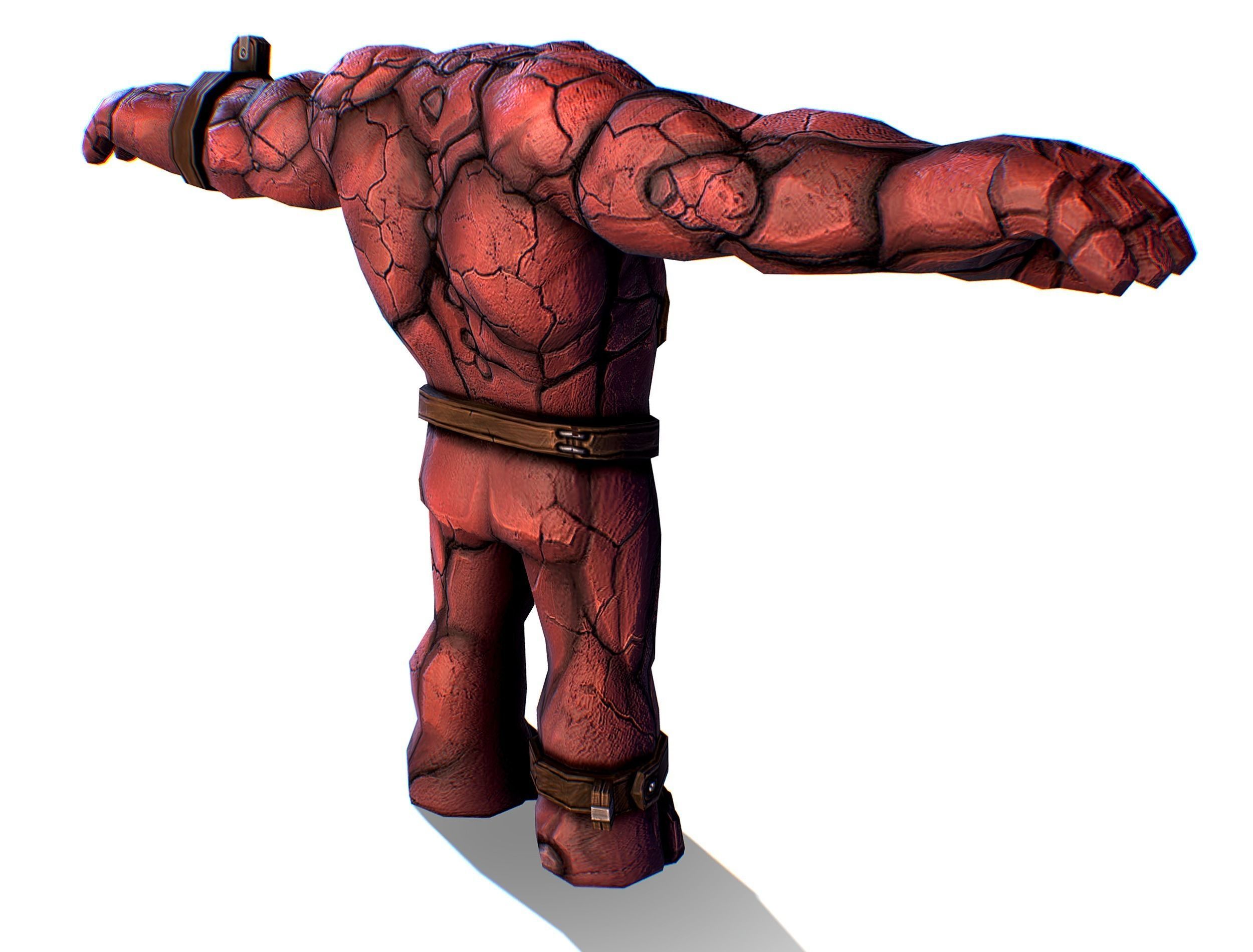 Big Red Stone Golem Monster Giant Mining Heroes Rock Low-poly 3D model_8