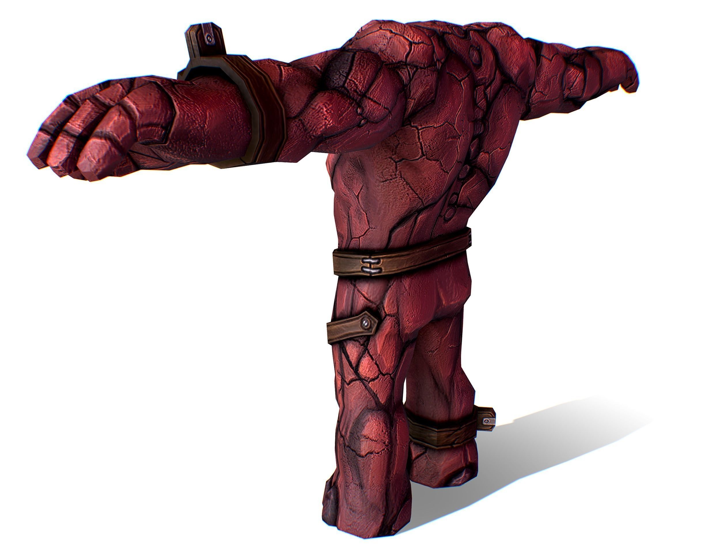 Big Red Stone Golem Monster Giant Mining Heroes Rock Low-poly 3D model_14