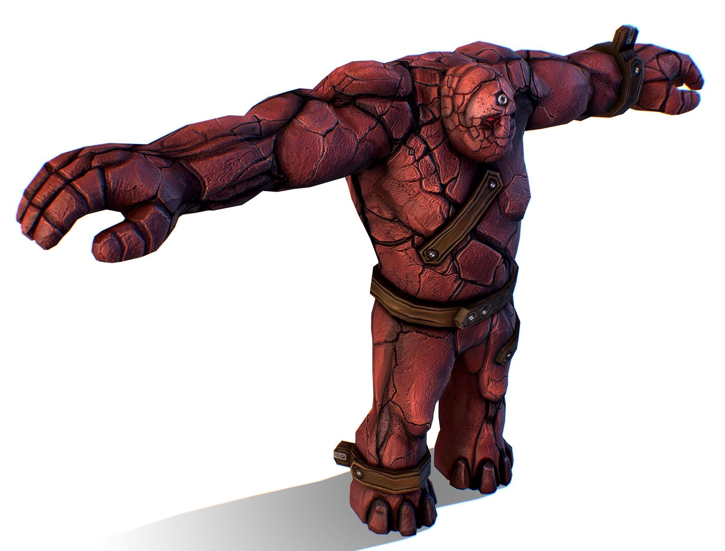 Big Red Stone Golem Monster Giant Mining Heroes Rock Low-poly 3D model_30