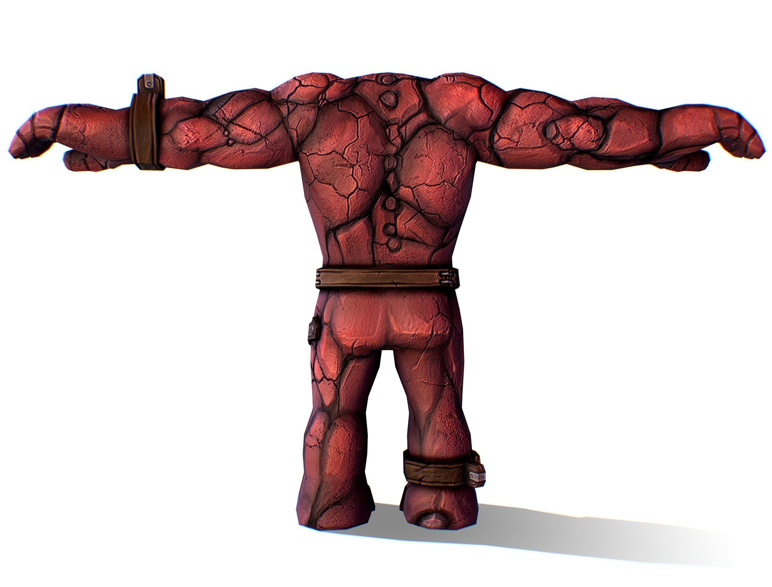 Big Red Stone Golem Monster Giant Mining Heroes Rock Low-poly 3D model_25