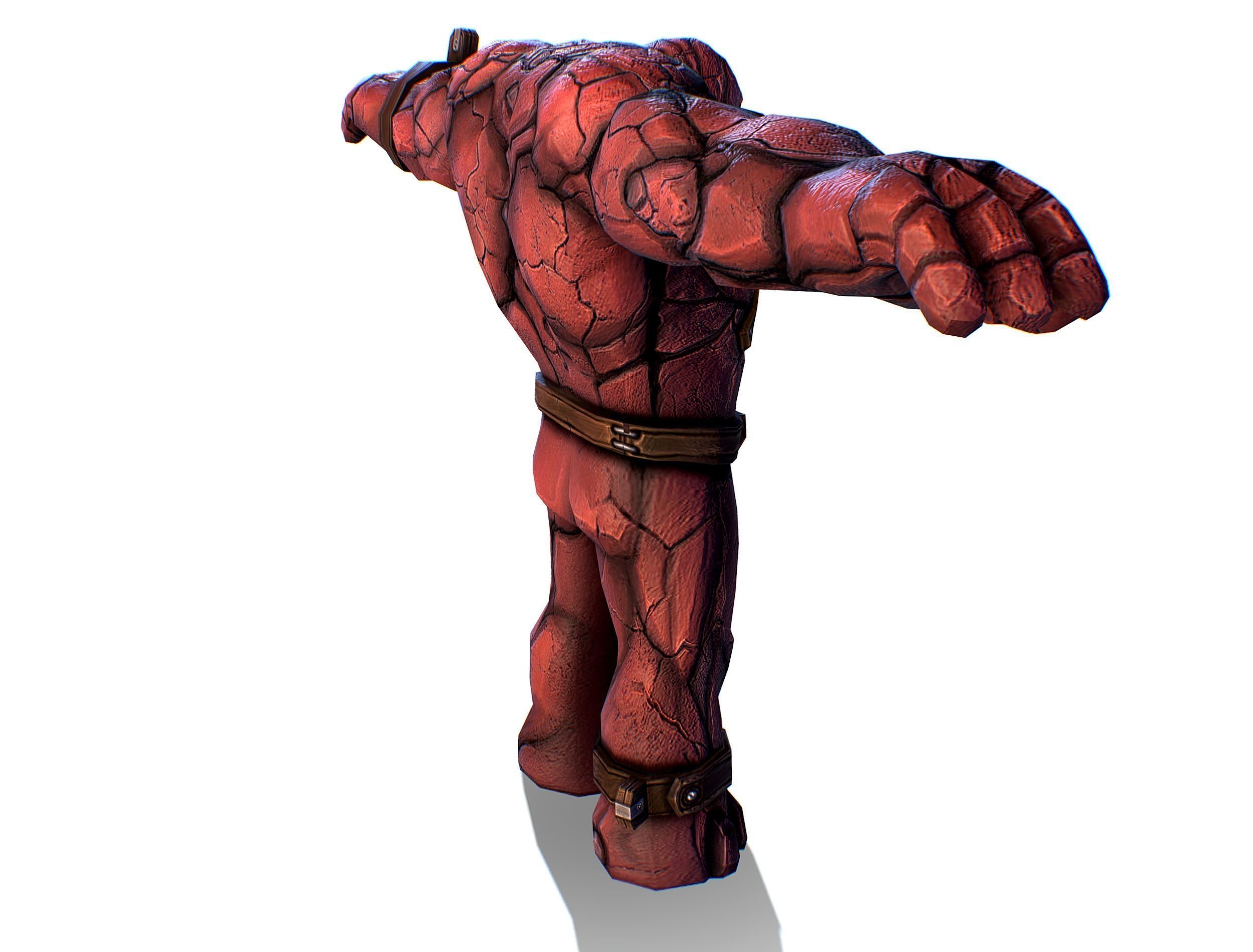Big Red Stone Golem Monster Giant Mining Heroes Rock Low-poly 3D model_6