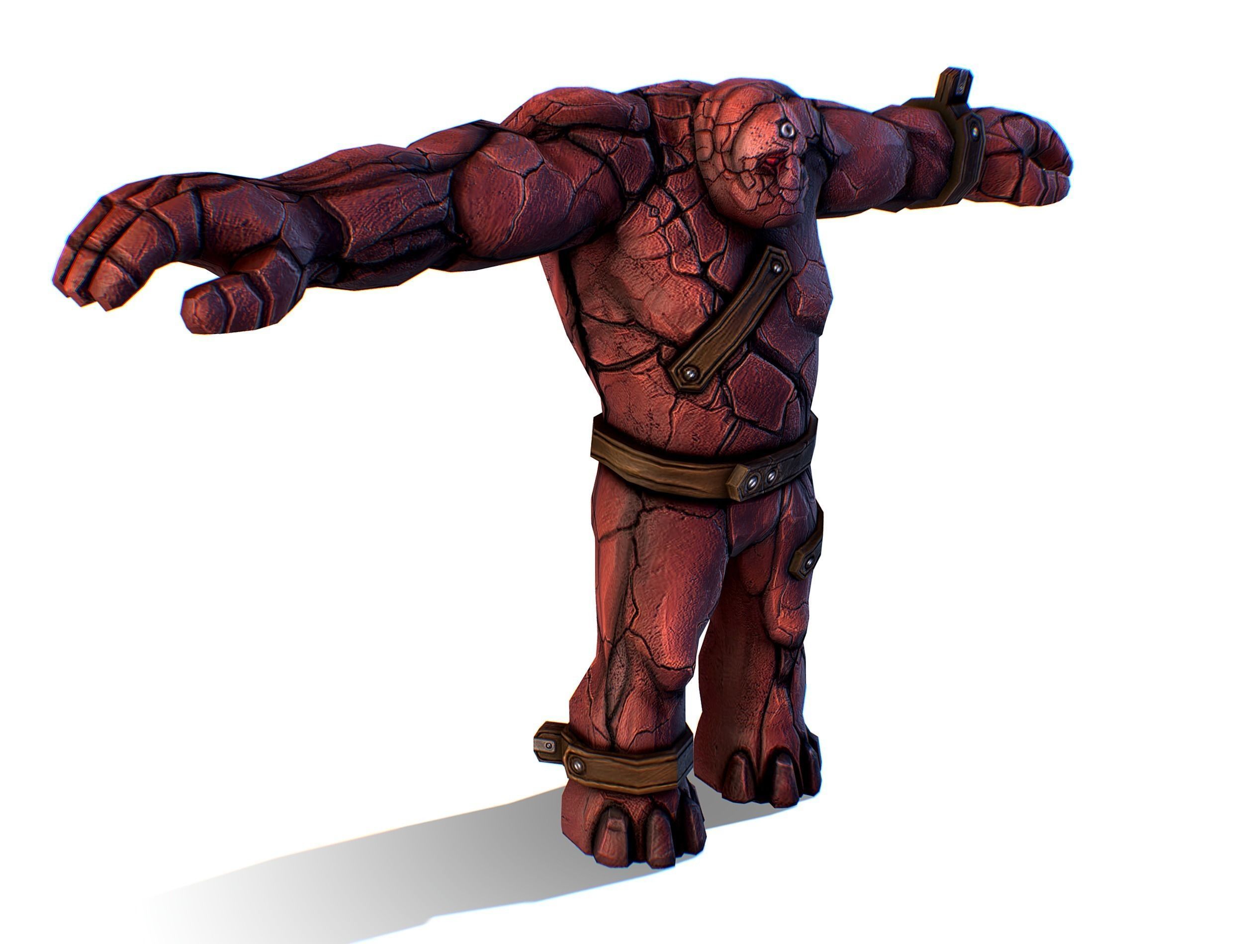 Big Red Stone Golem Monster Giant Mining Heroes Rock Low-poly 3D model_1