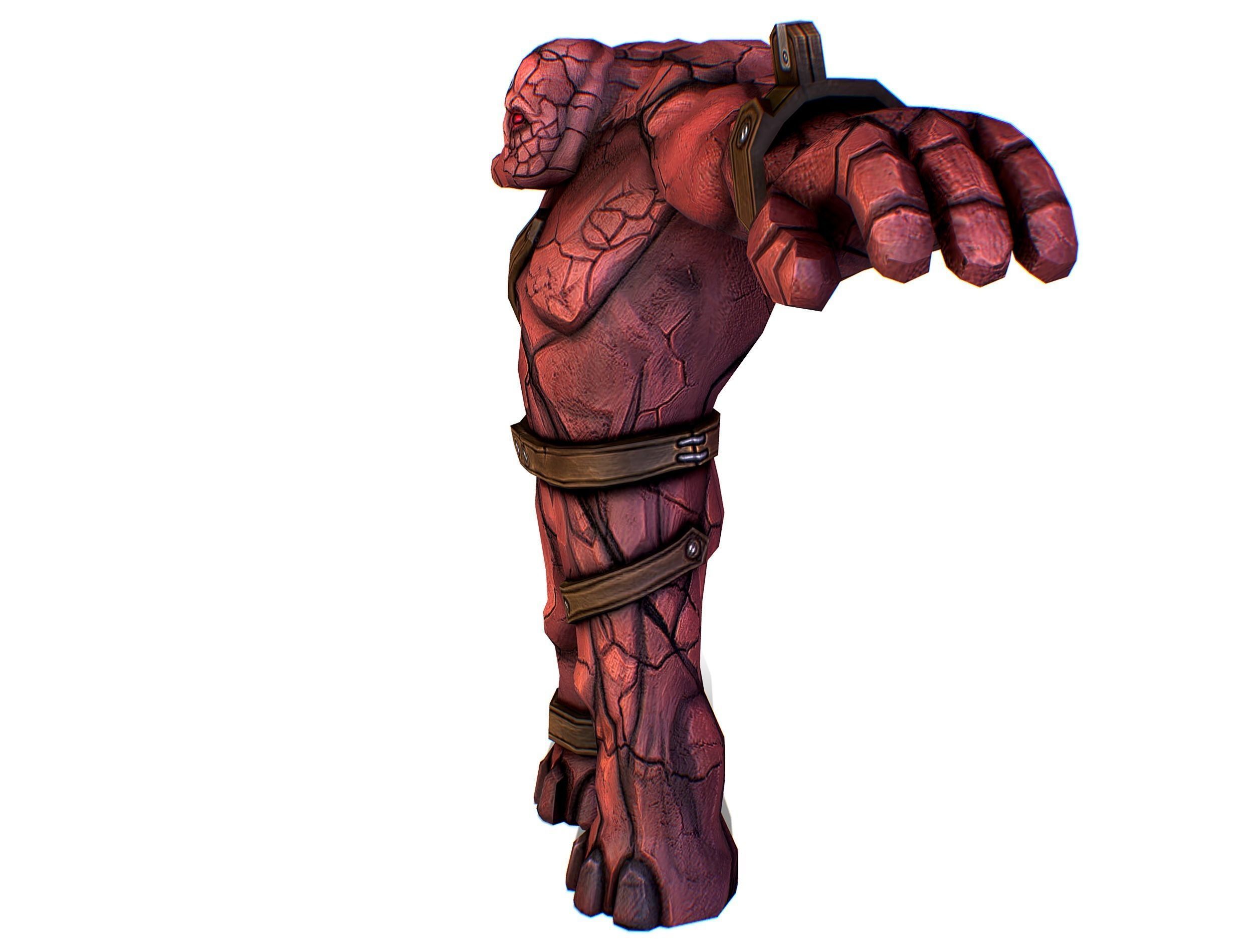 Big Red Stone Golem Monster Giant Mining Heroes Rock Low-poly 3D model_17