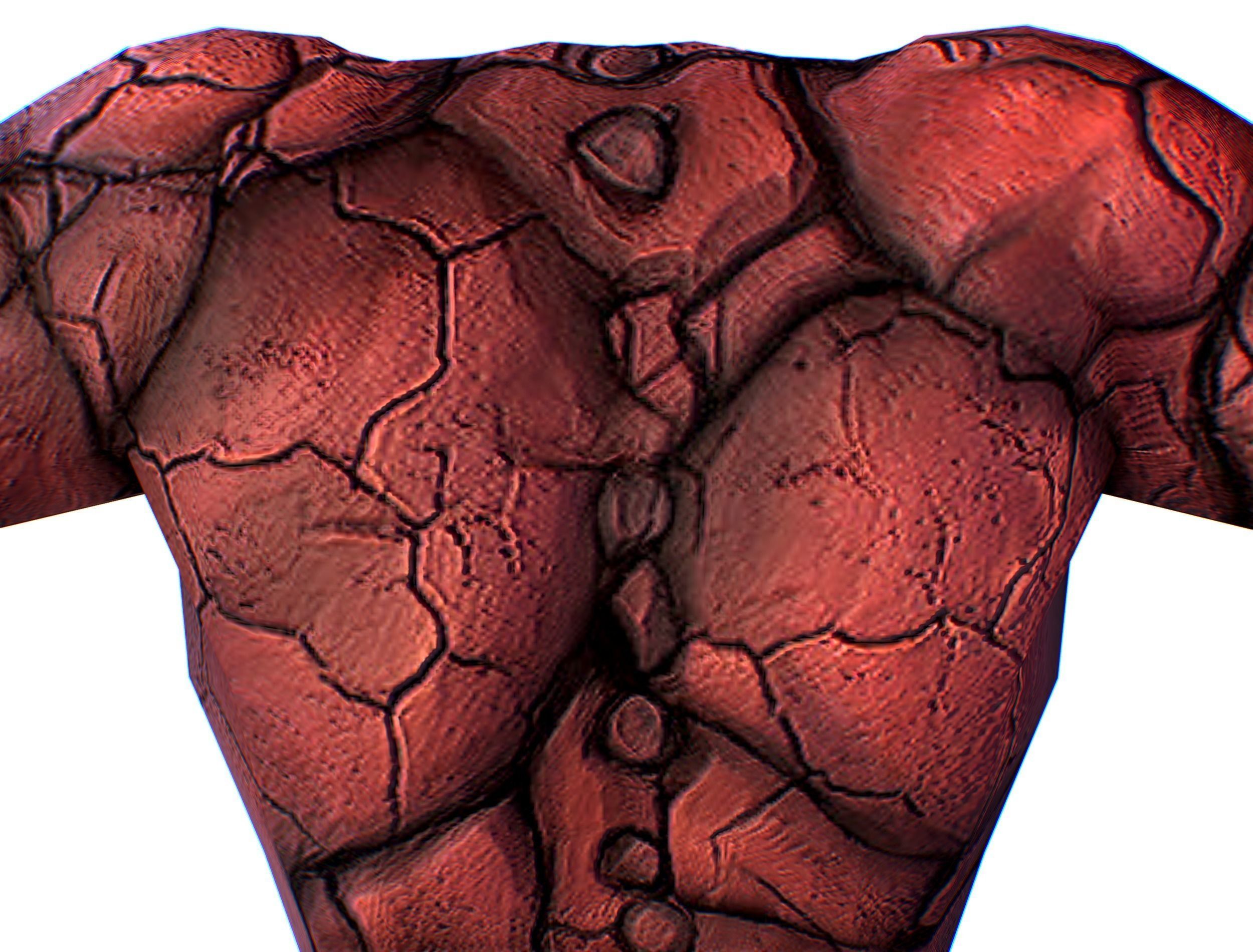 Big Red Stone Golem Monster Giant Mining Heroes Rock Low-poly 3D model_34