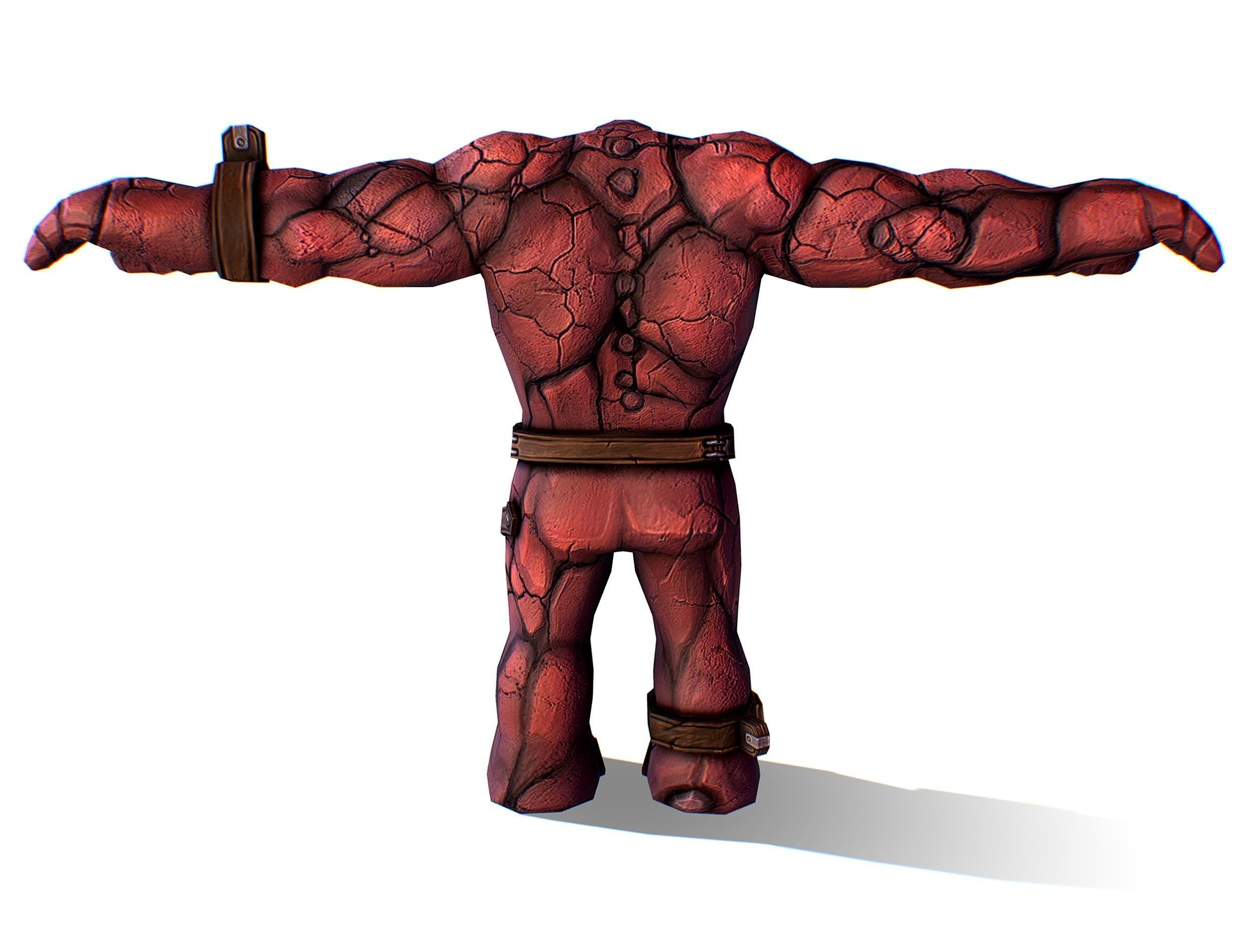 Big Red Stone Golem Monster Giant Mining Heroes Rock Low-poly 3D model_11
