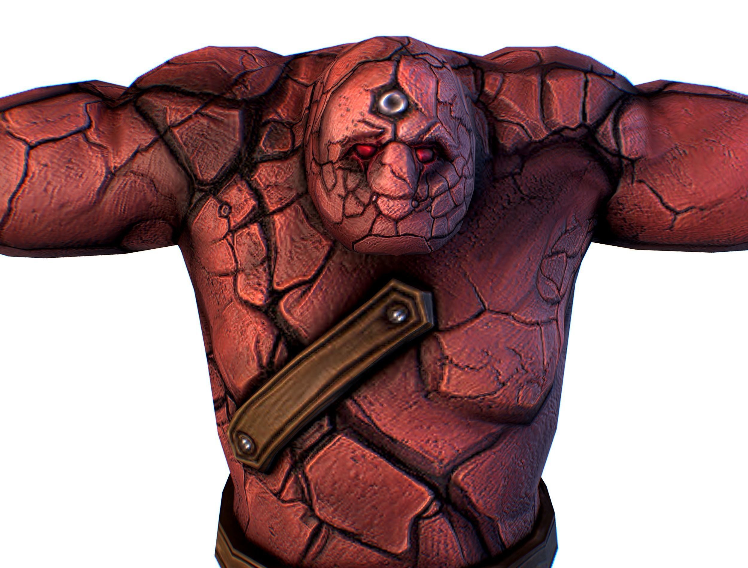 Big Red Stone Golem Monster Giant Mining Heroes Rock Low-poly 3D model_31