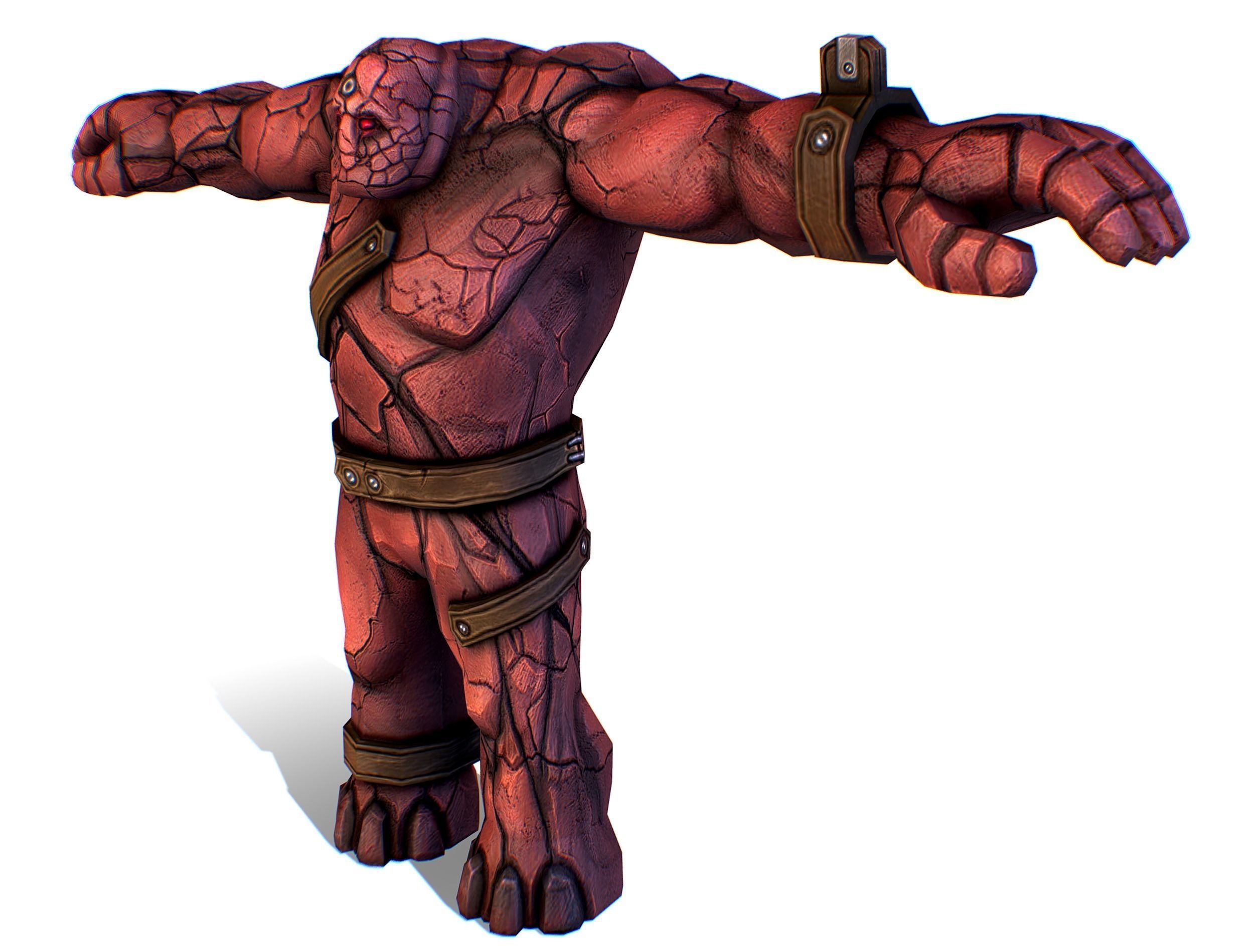 Big Red Stone Golem Monster Giant Mining Heroes Rock Low-poly 3D model_19