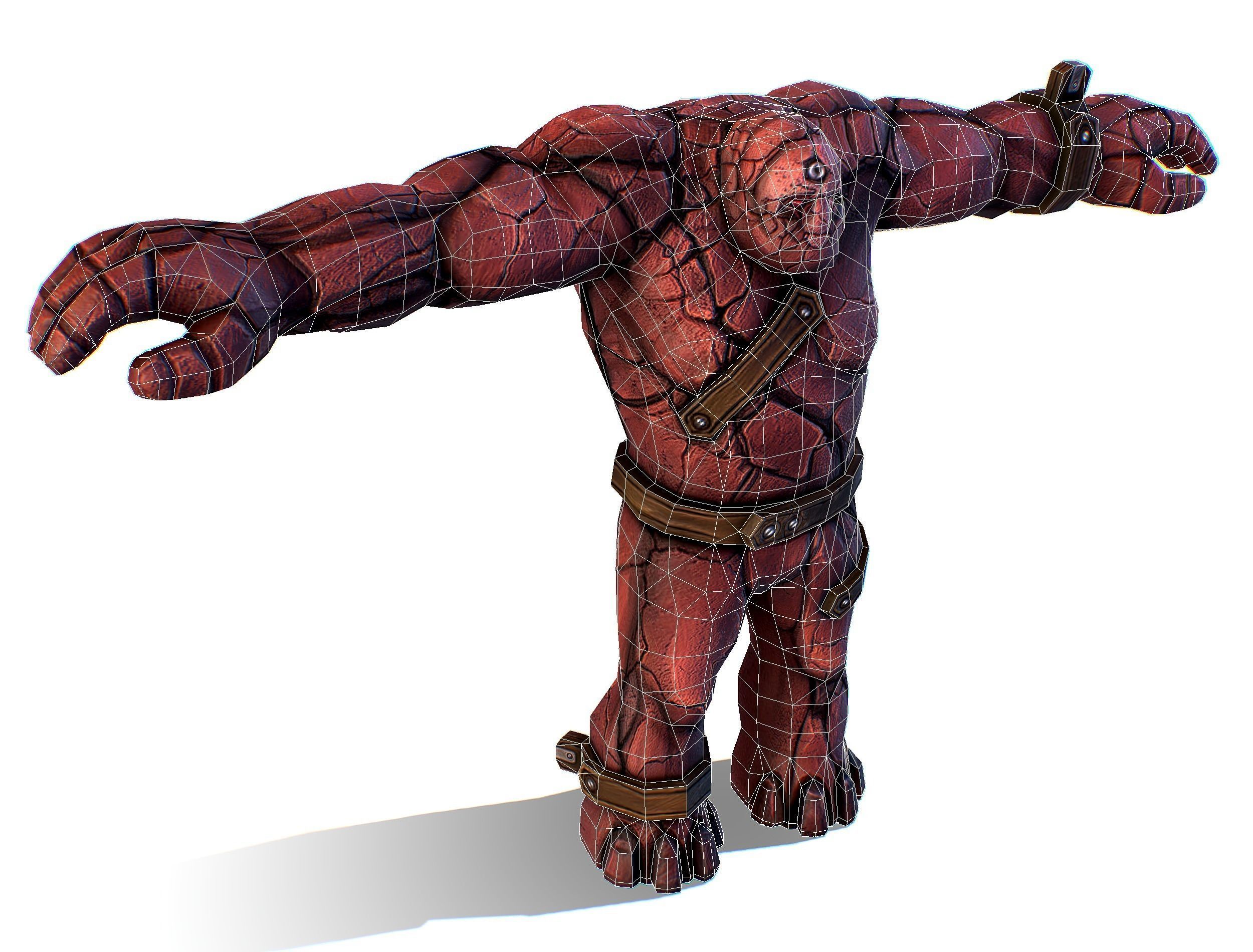 Big Red Stone Golem Monster Giant Mining Heroes Rock Low-poly 3D model_37