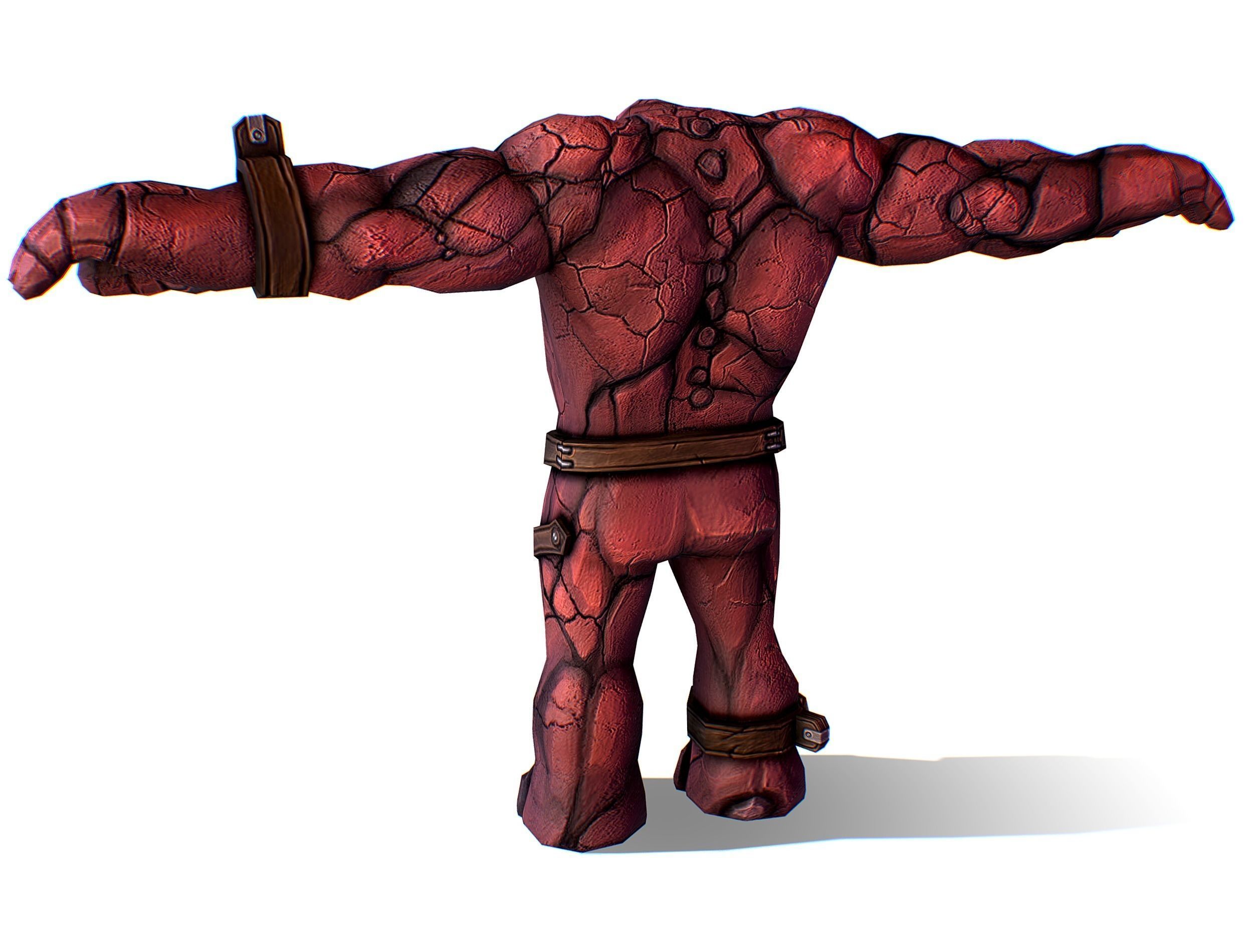 Big Red Stone Golem Monster Giant Mining Heroes Rock Low-poly 3D model_12